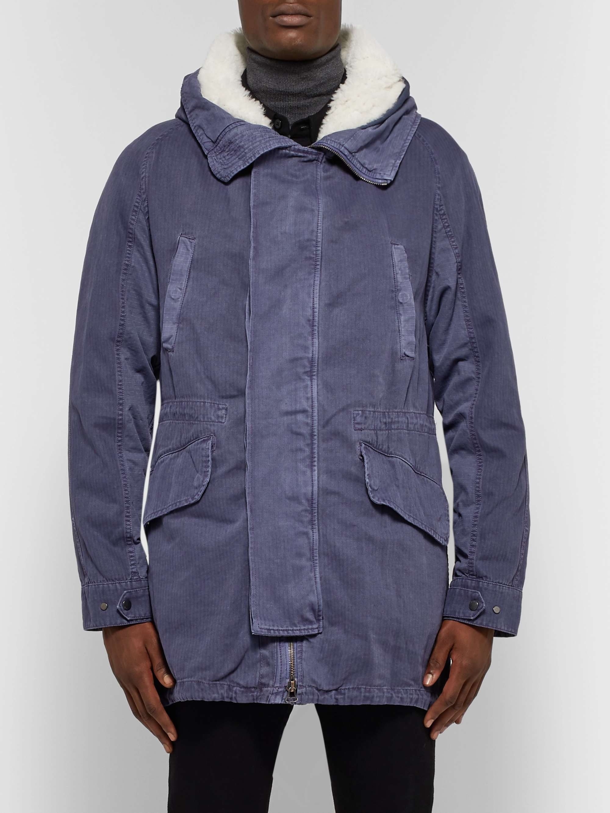YVES SALOMON Shearling-Trimmed Cotton Hooded Parka with Detachable Down Lining