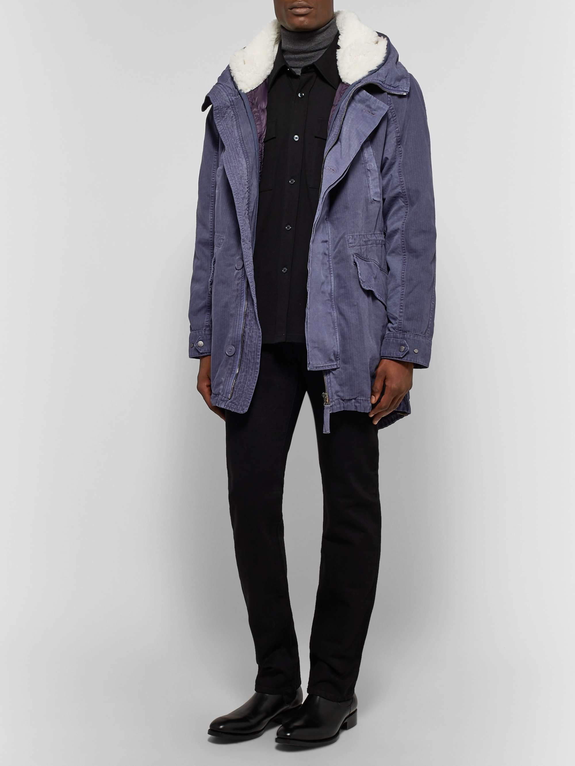 YVES SALOMON Shearling-Trimmed Cotton Hooded Parka with Detachable Down Lining