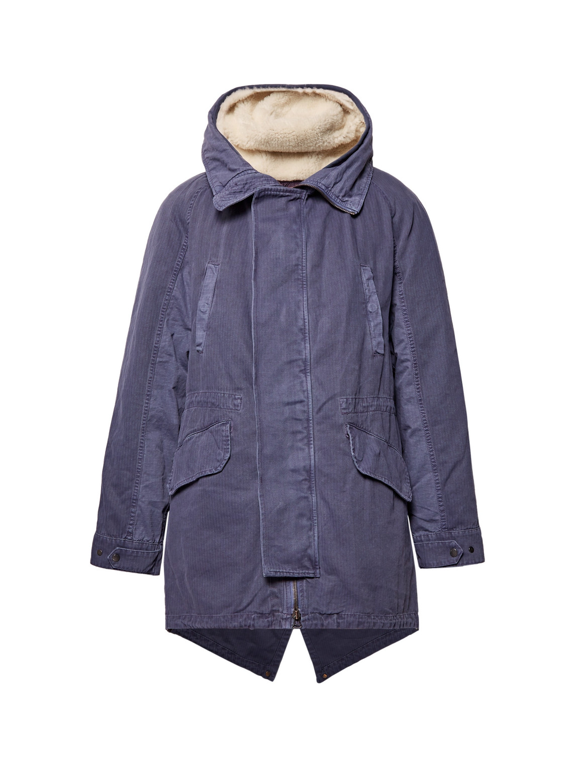 Yves Salomon - Shearling-Trimmed Cotton Hooded Parka with Detachable Down Lining - Men - Blue - IT 52