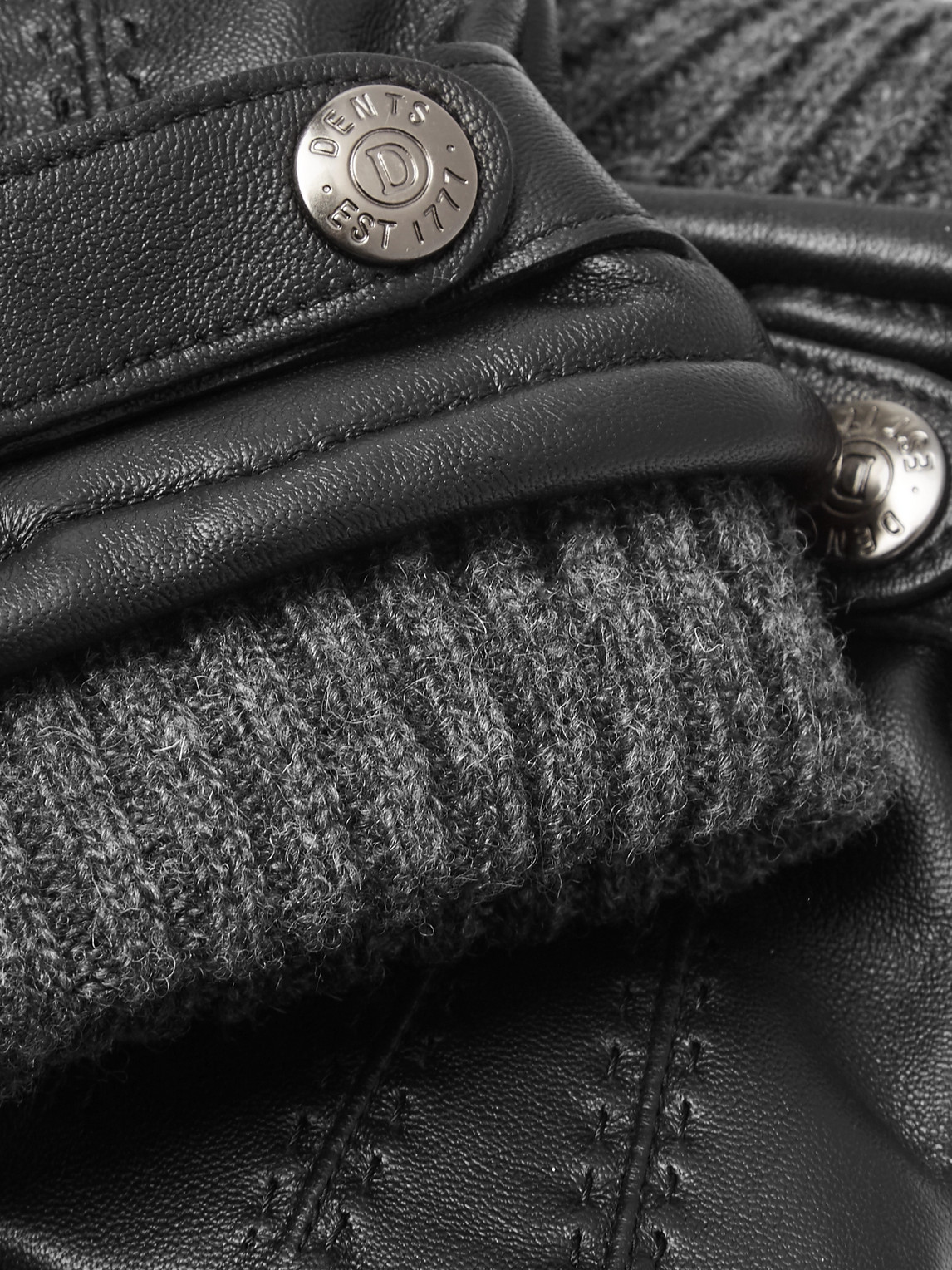 Shop Dents Henley Leather And Wool-blend Tech Gloves In Black