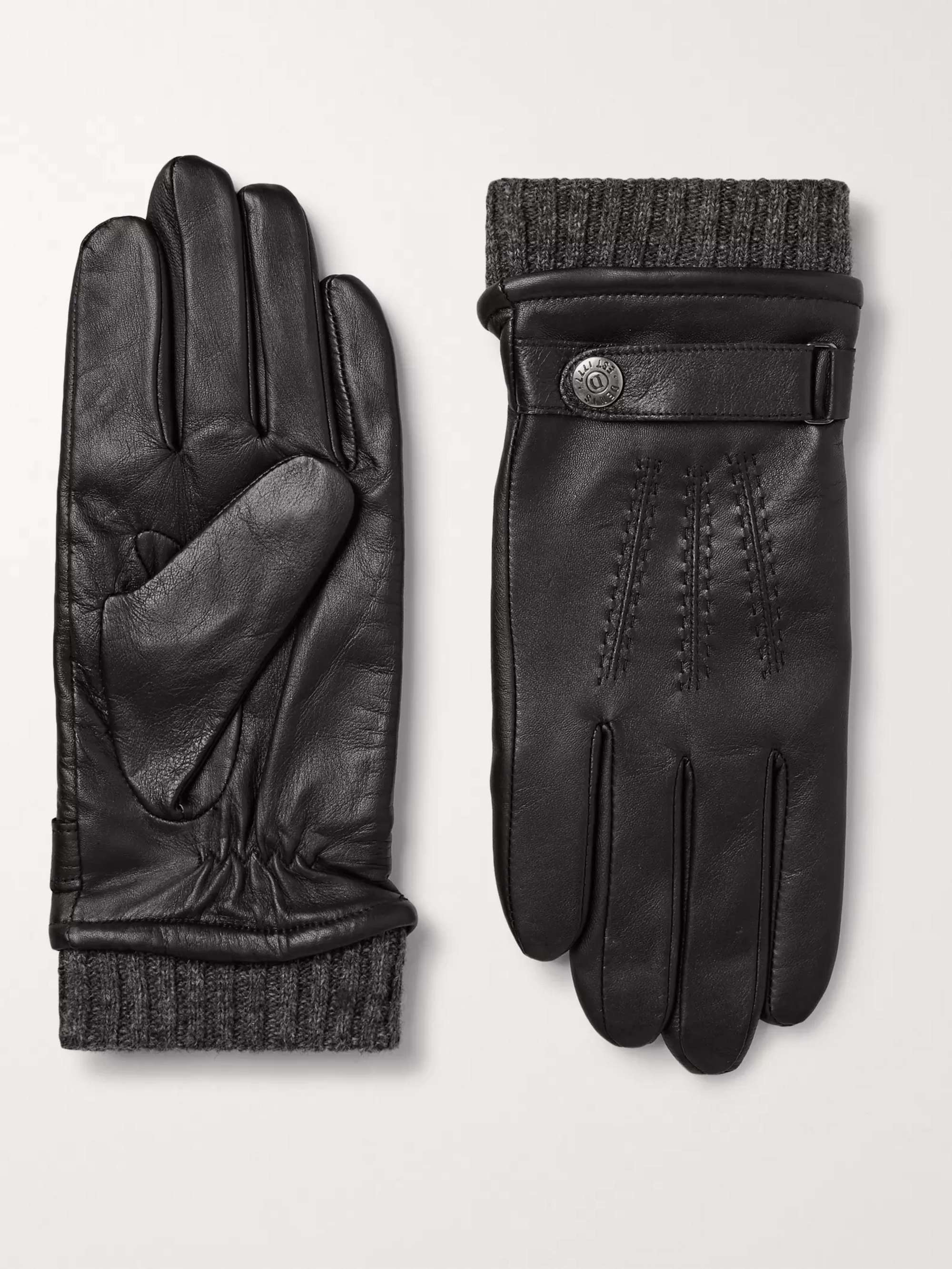 Henley Leather and Wool-Blend Tech Gloves