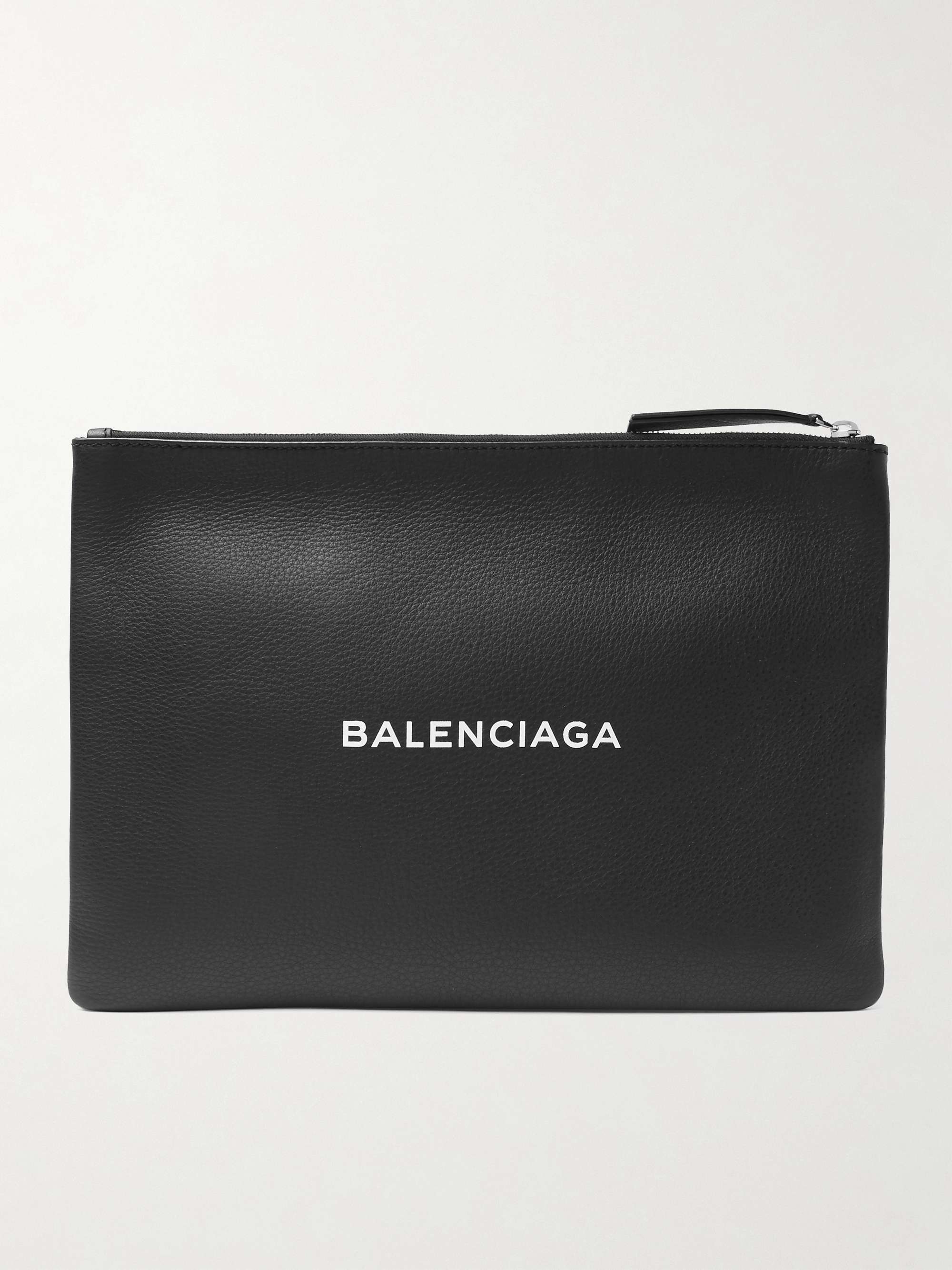 BALENCIAGA Logo-Print Creased-Leather Pouch for Men | MR PORTER