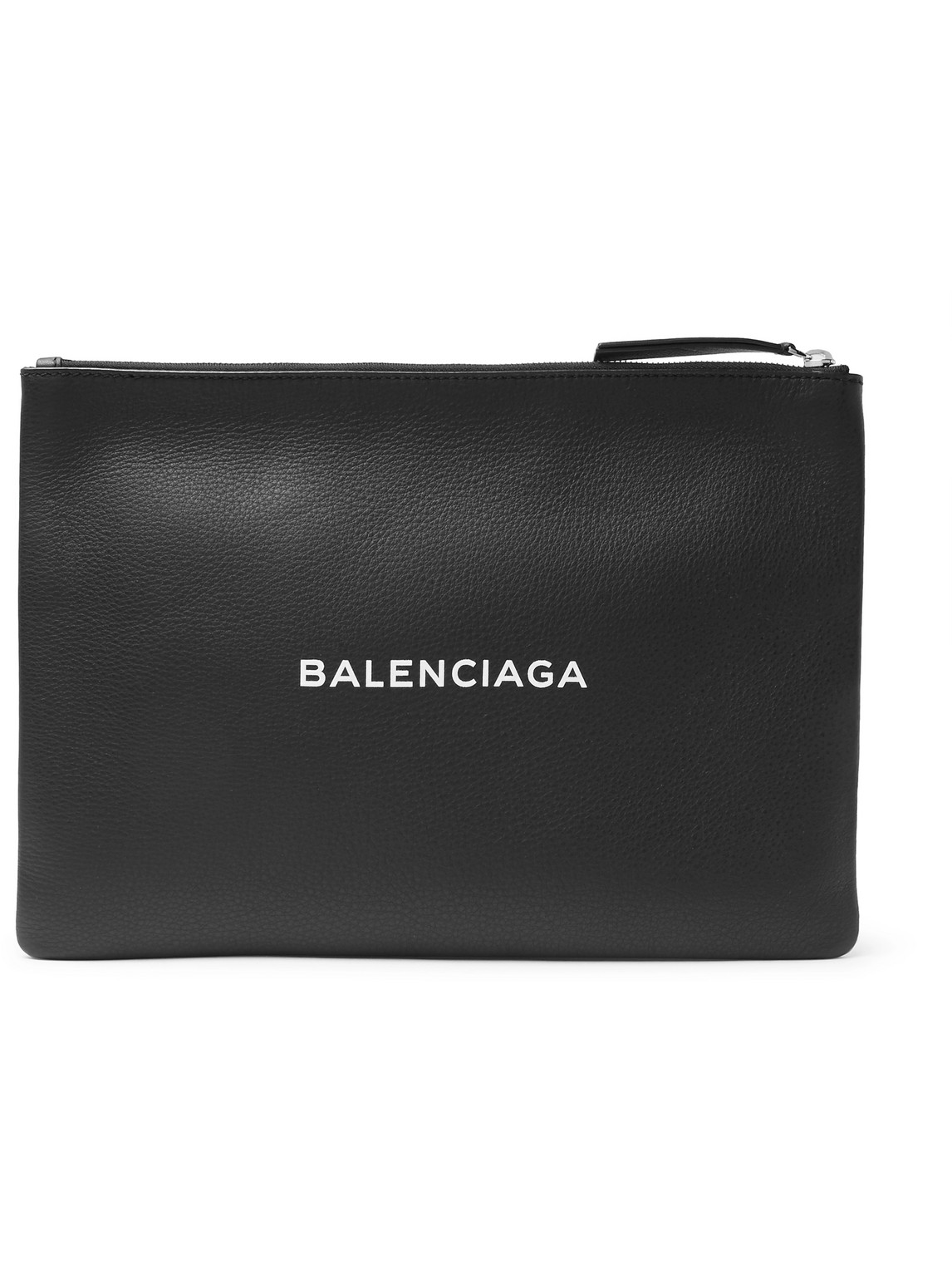 Balenciaga Logo-print Creased-leather Pouch In Black