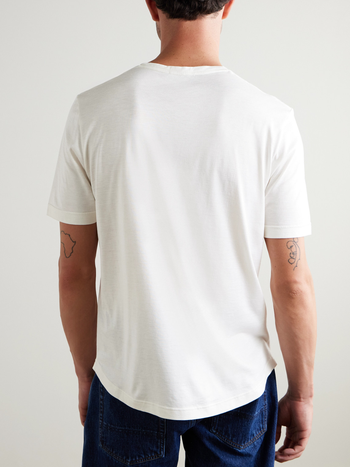 Shop Loro Piana Slim-fit Silk And Cotton-blend Jersey T-shirt In White