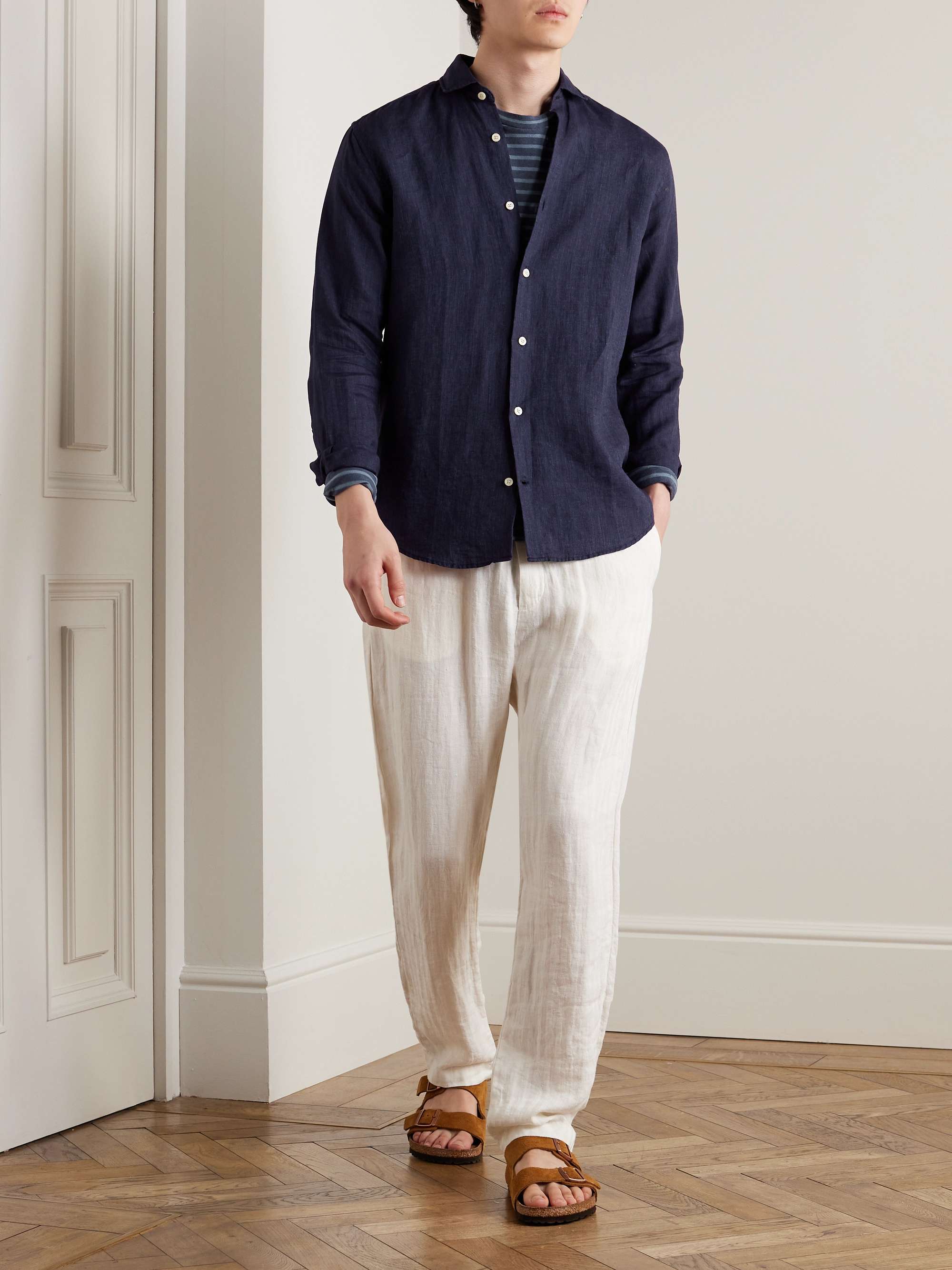 FRESCOBOL CARIOCA Cutaway-Collar Linen Shirt