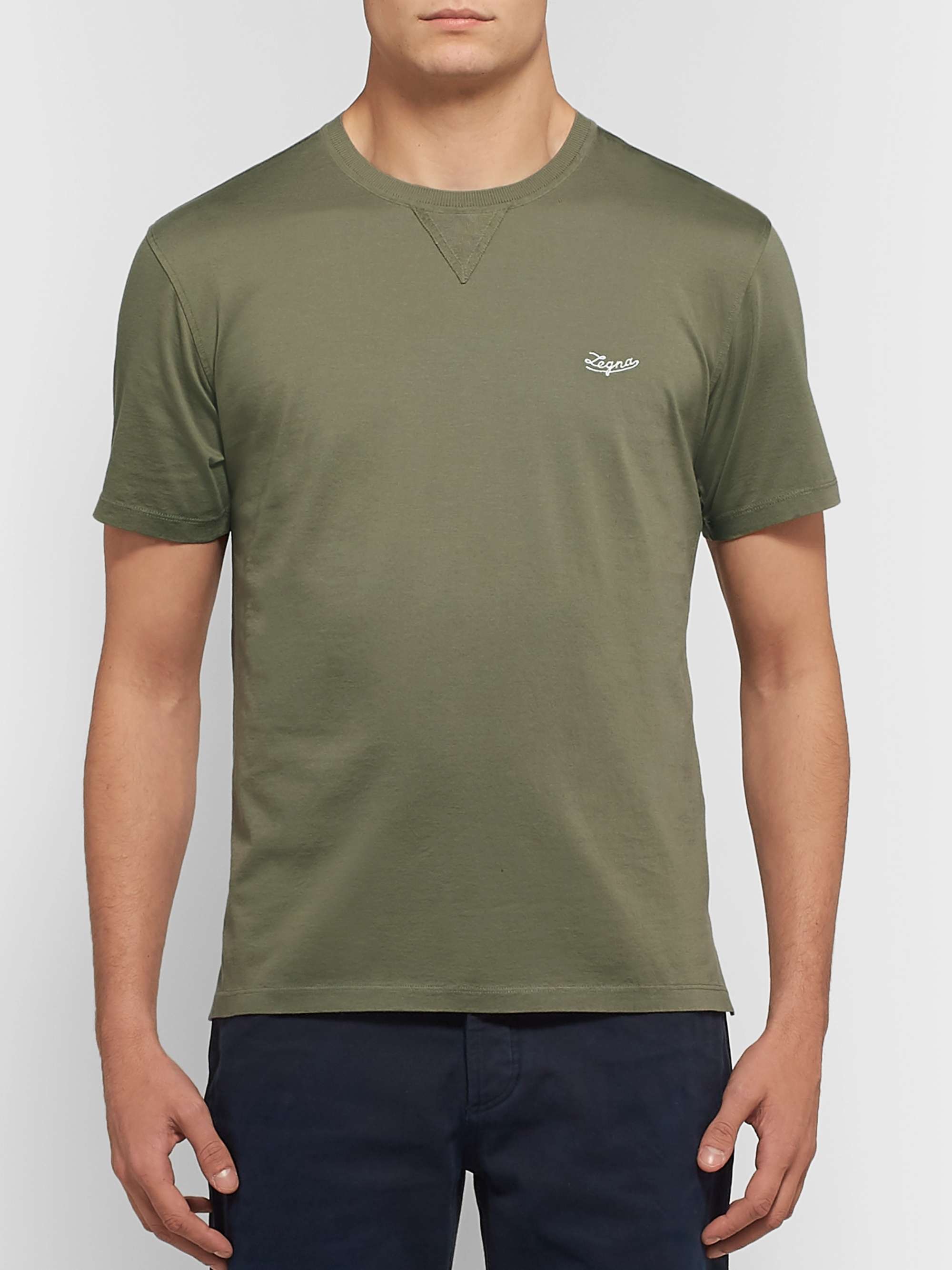 ZEGNA Logo-Embroidered Cotton-Jersey T-Shirt