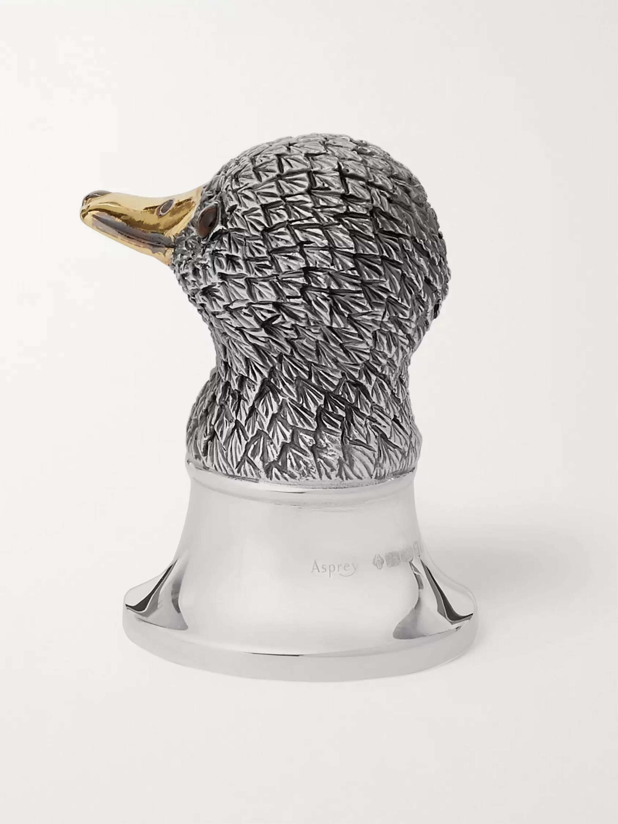 ASPREY Duck Oxidised Sterling Silver Bottle Opener