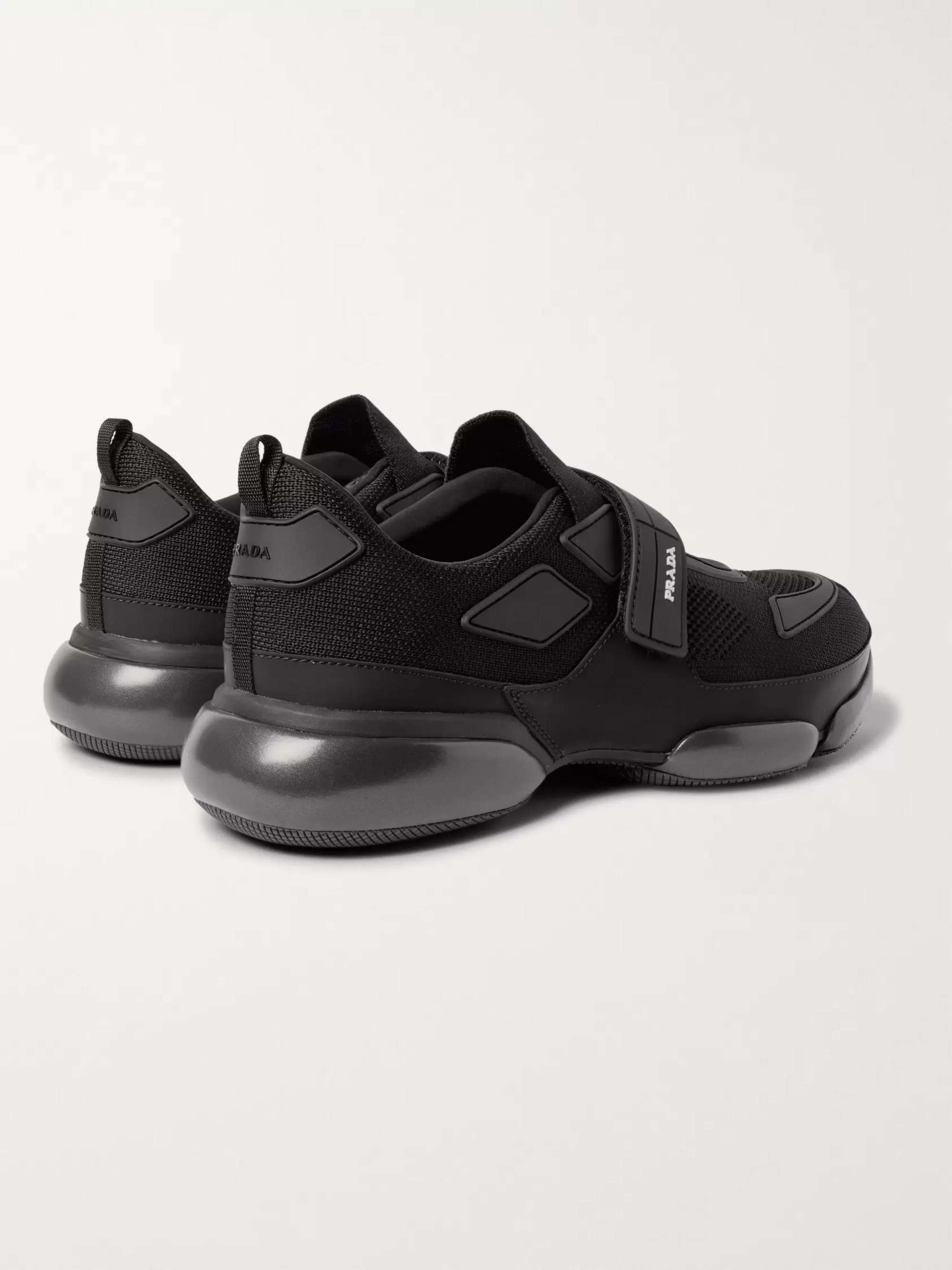 PRADA Cloudbust Mesh, Rubber and Leather Sneakers