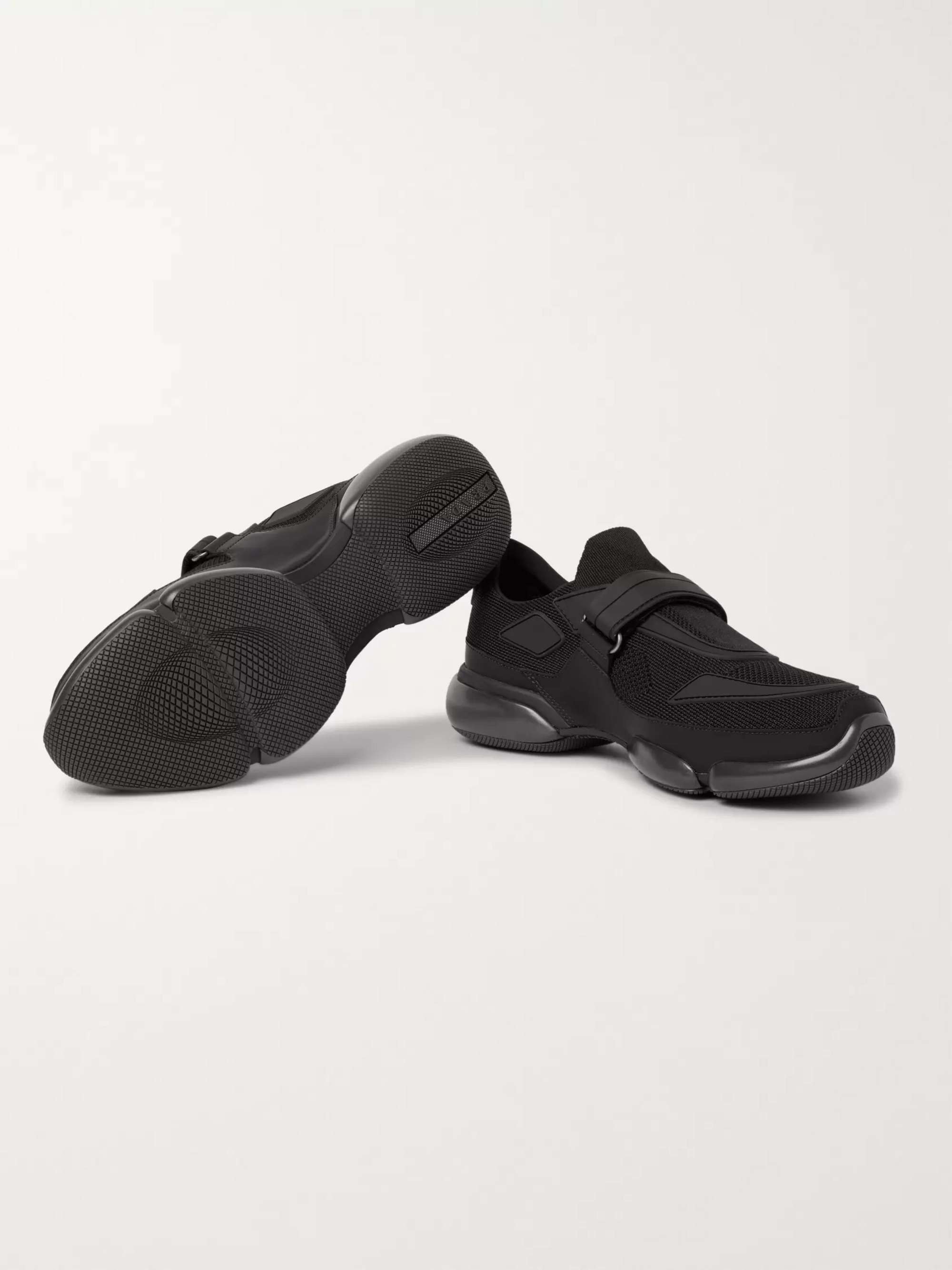 PRADA Cloudbust Mesh, Rubber and Leather Sneakers