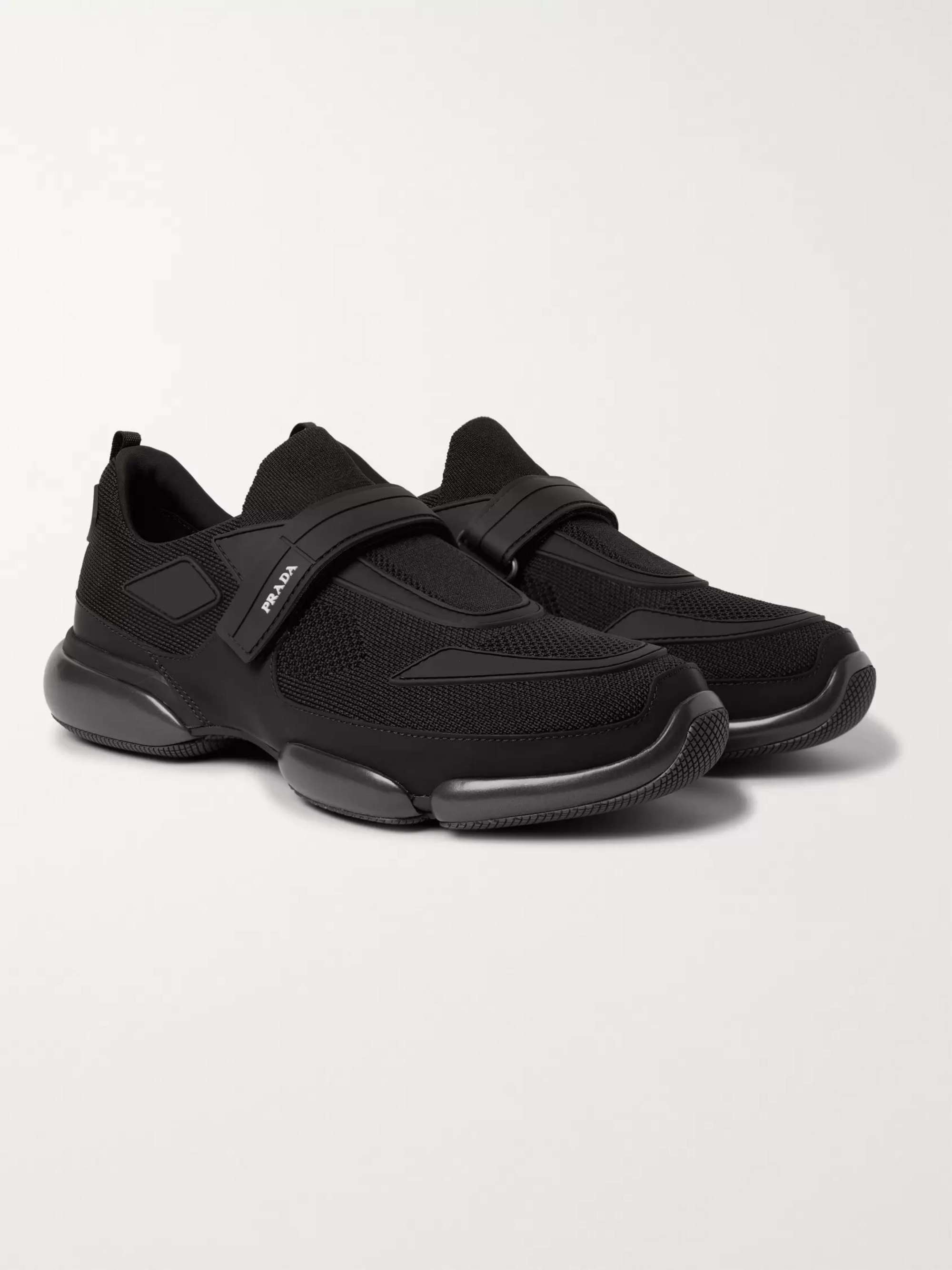 PRADA Cloudbust Mesh, Rubber and Leather Sneakers