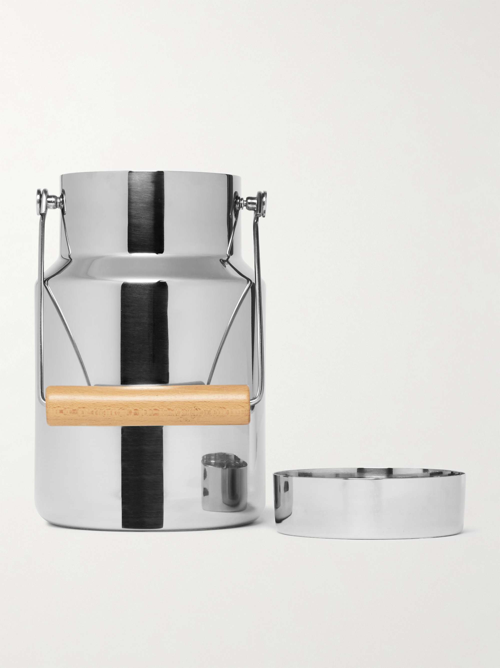 L'ATELIER DU VIN Stainless Steel and Beech Timbale Bucket