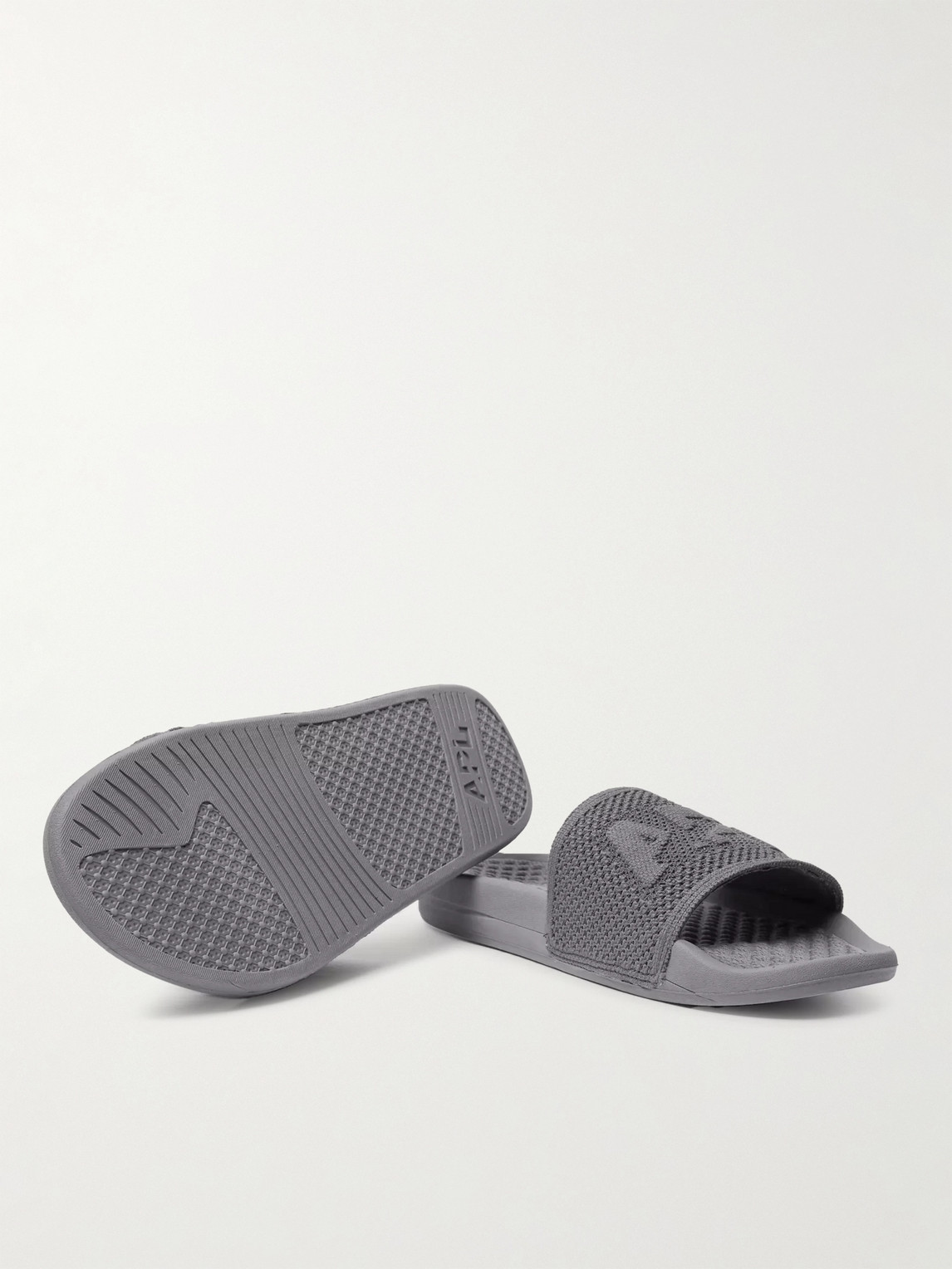 Shop Apl Athletic Propulsion Labs Logo-embossed Techloom Slides In Gray