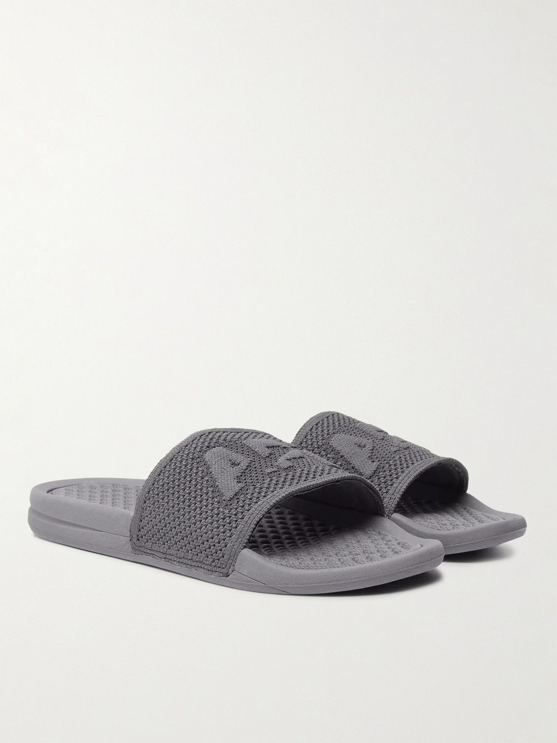 Shop Apl Athletic Propulsion Labs Logo-embossed Techloom Slides In Gray