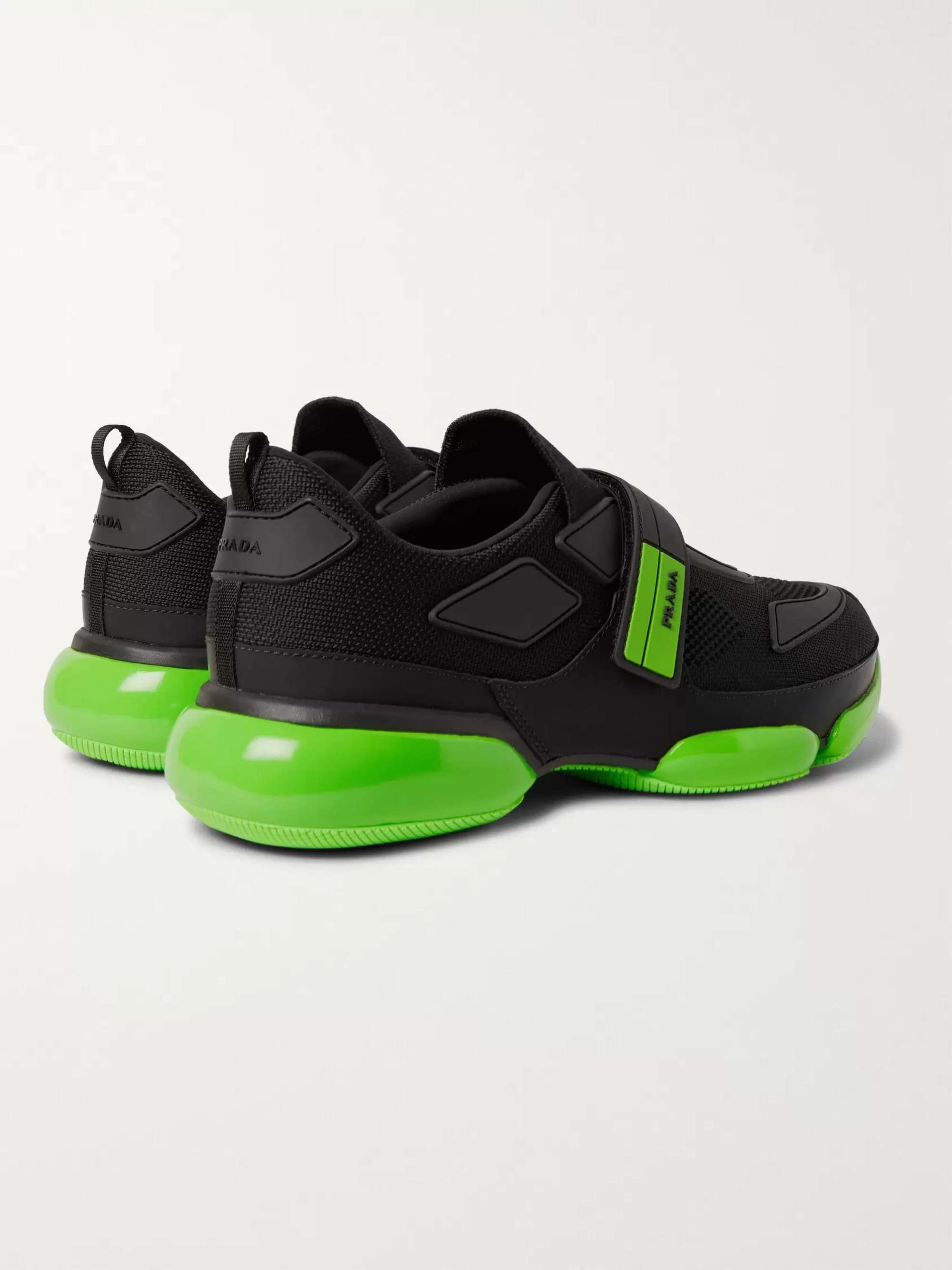 PRADA Cloudbust Mesh, Rubber and Leather Sneakers