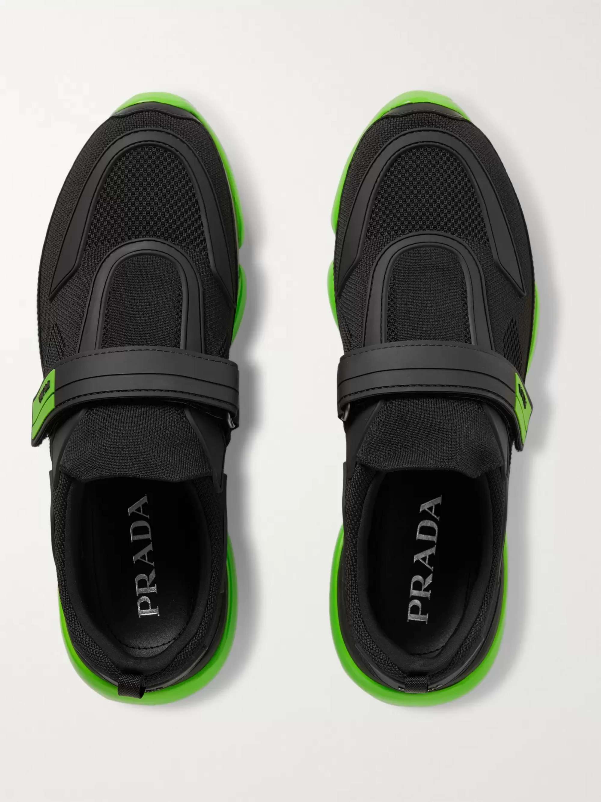 PRADA Cloudbust Mesh, Rubber and Leather Sneakers
