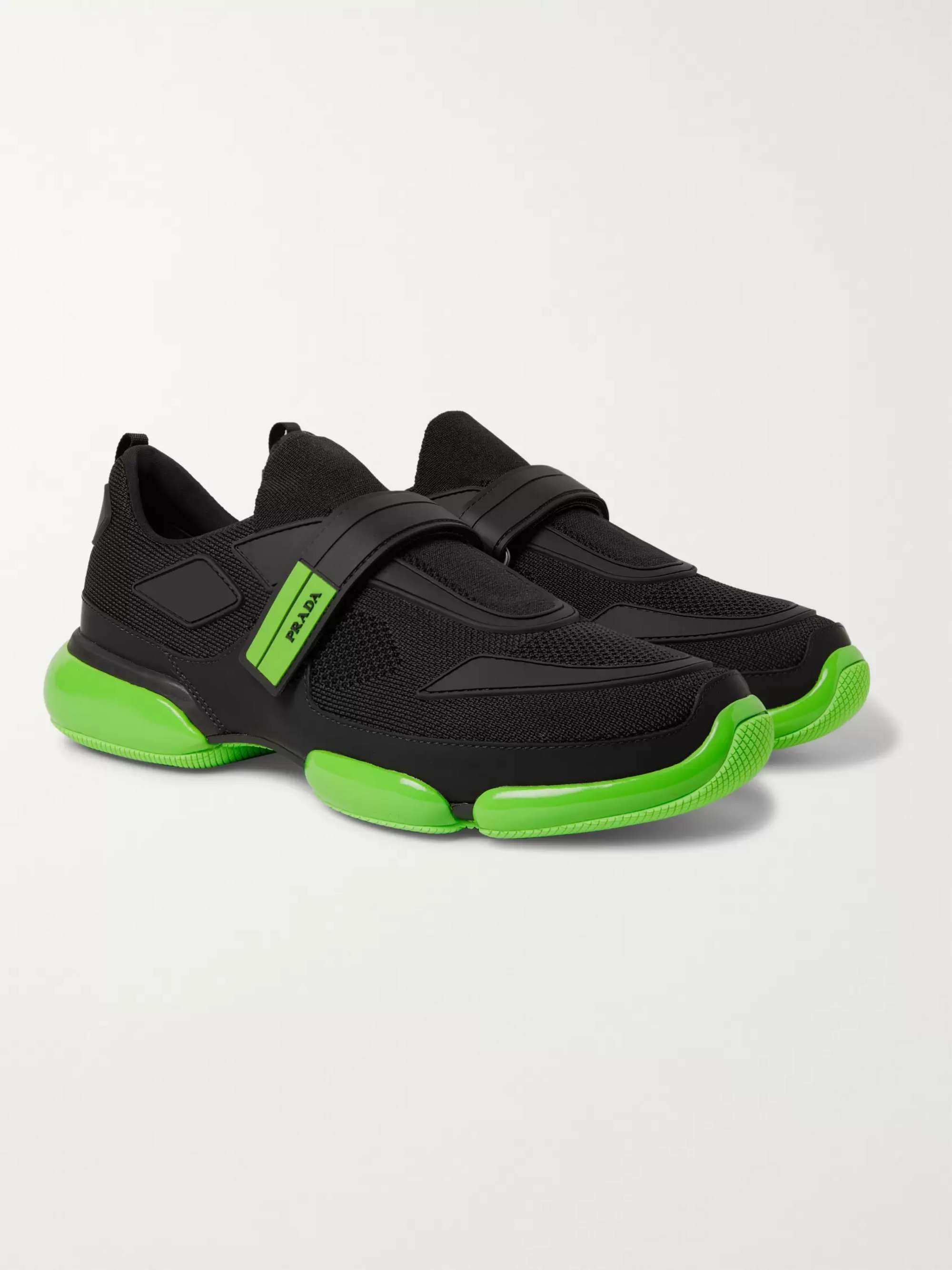 PRADA Cloudbust Mesh, Rubber and Leather Sneakers