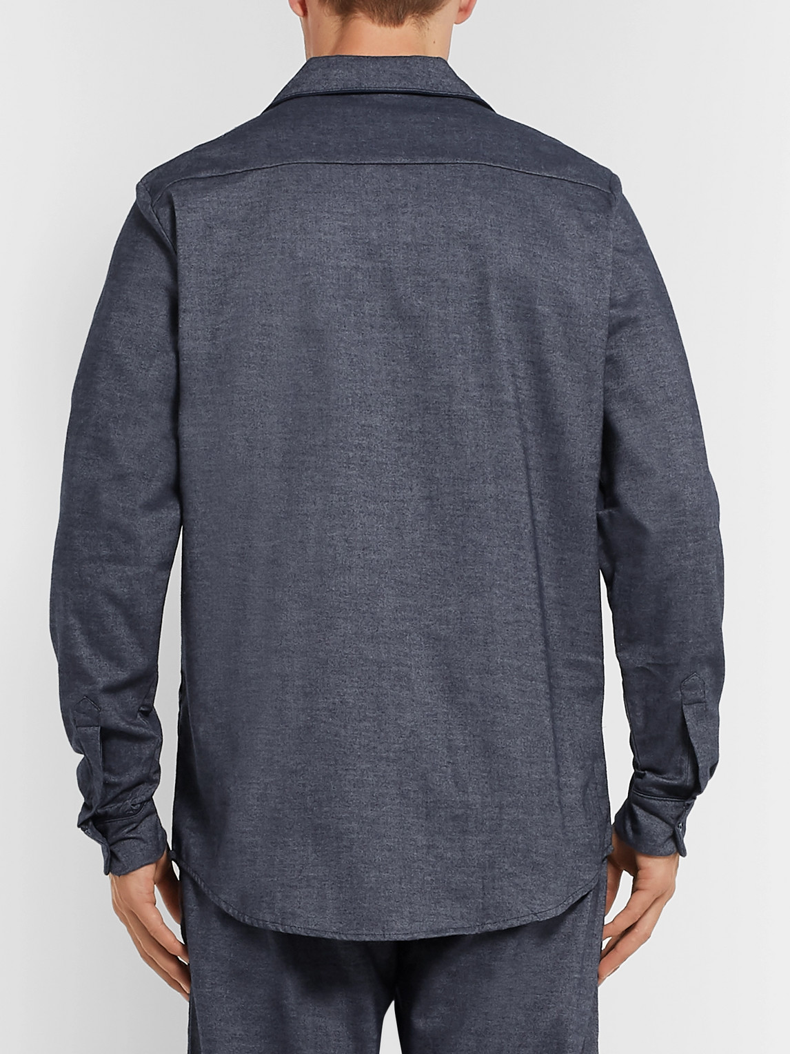 Shop Desmond & Dempsey Brushed Cotton-twill Pyjama Shirt In Blue