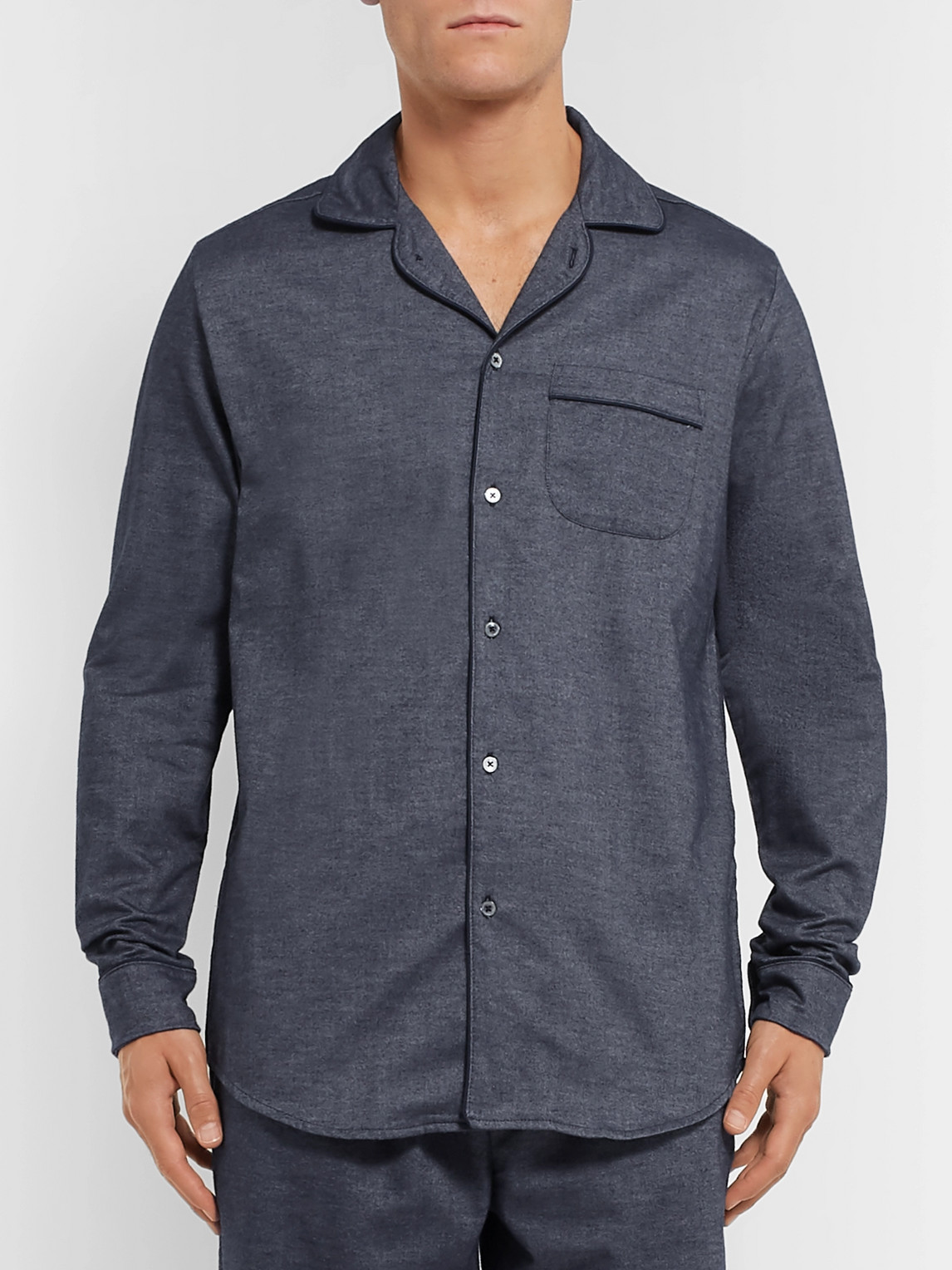 Shop Desmond & Dempsey Brushed Cotton-twill Pyjama Shirt In Blue