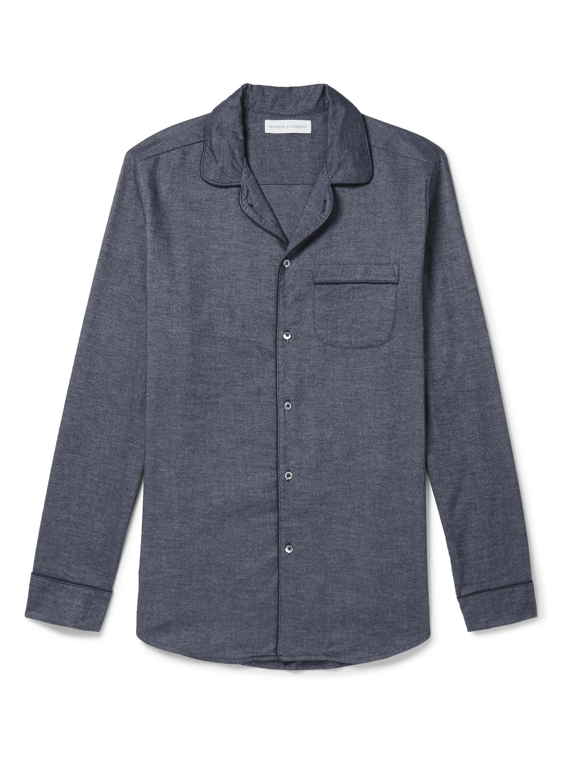 Desmond & Dempsey Brushed Cotton-twill Pyjama Shirt In Blue