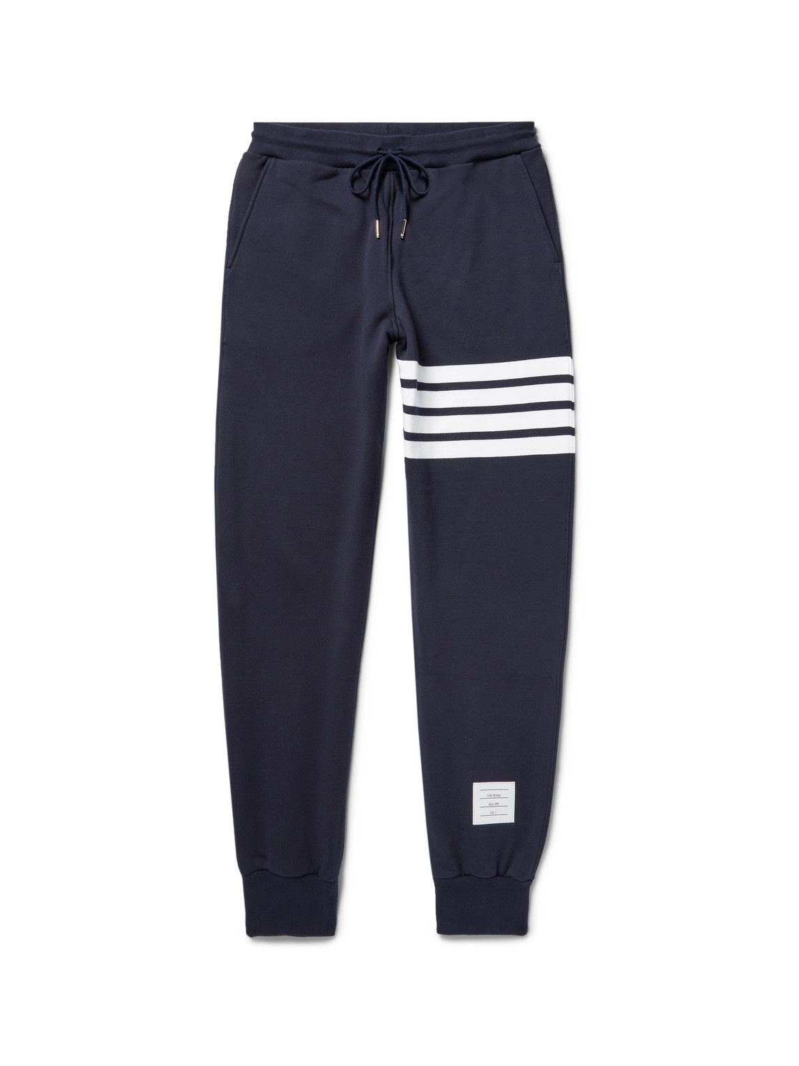 Thom Browne - Tapered Striped Loopback Cotton-Jersey Sweatpants - Men - Blue - 4