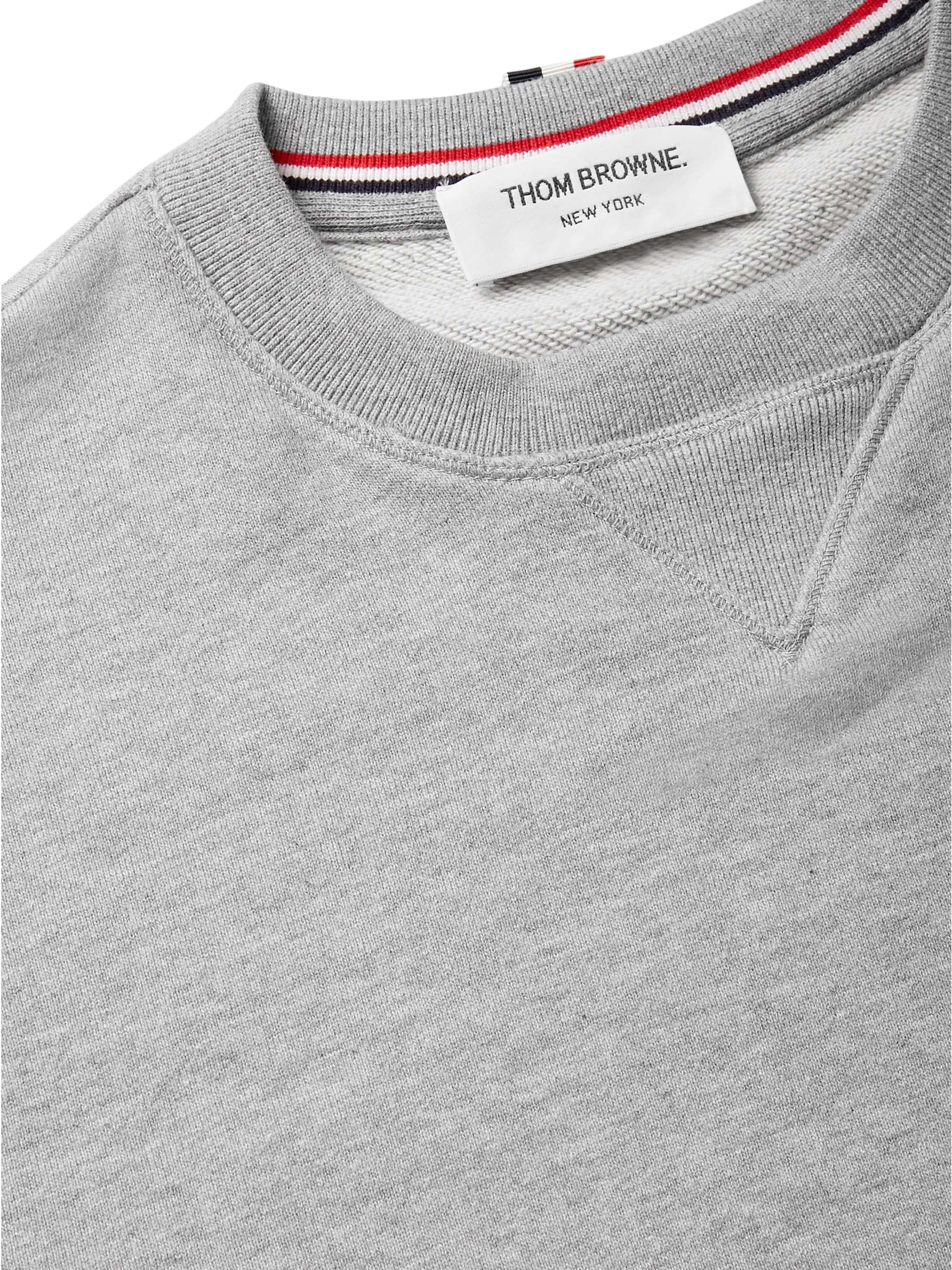 THOM BROWNE Slim-Fit Striped Loopback Cotton-Jersey Sweatshirt