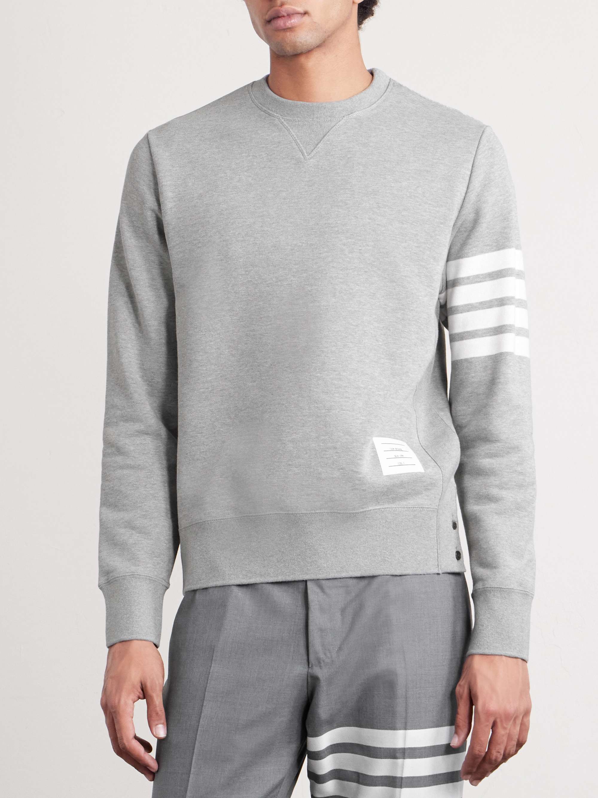THOM BROWNE Slim-Fit Striped Loopback Cotton-Jersey Sweatshirt