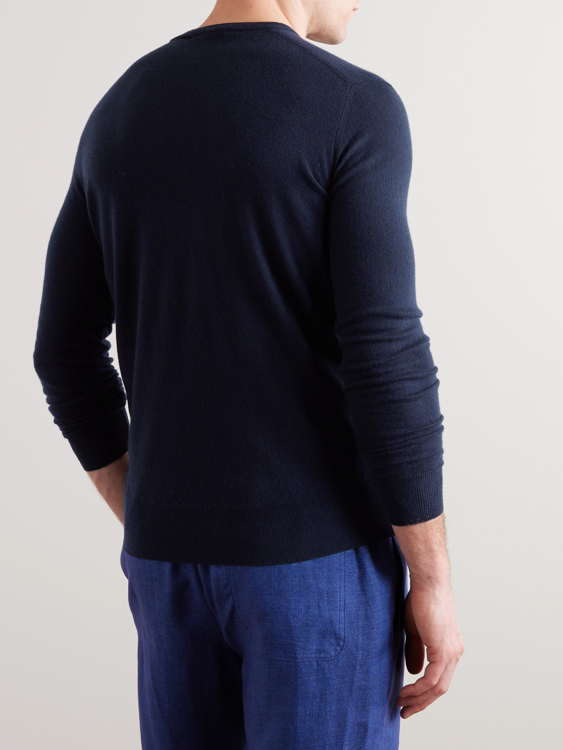 Shop Loro Piana Slim-fit Baby Cashmere Sweater In Blue