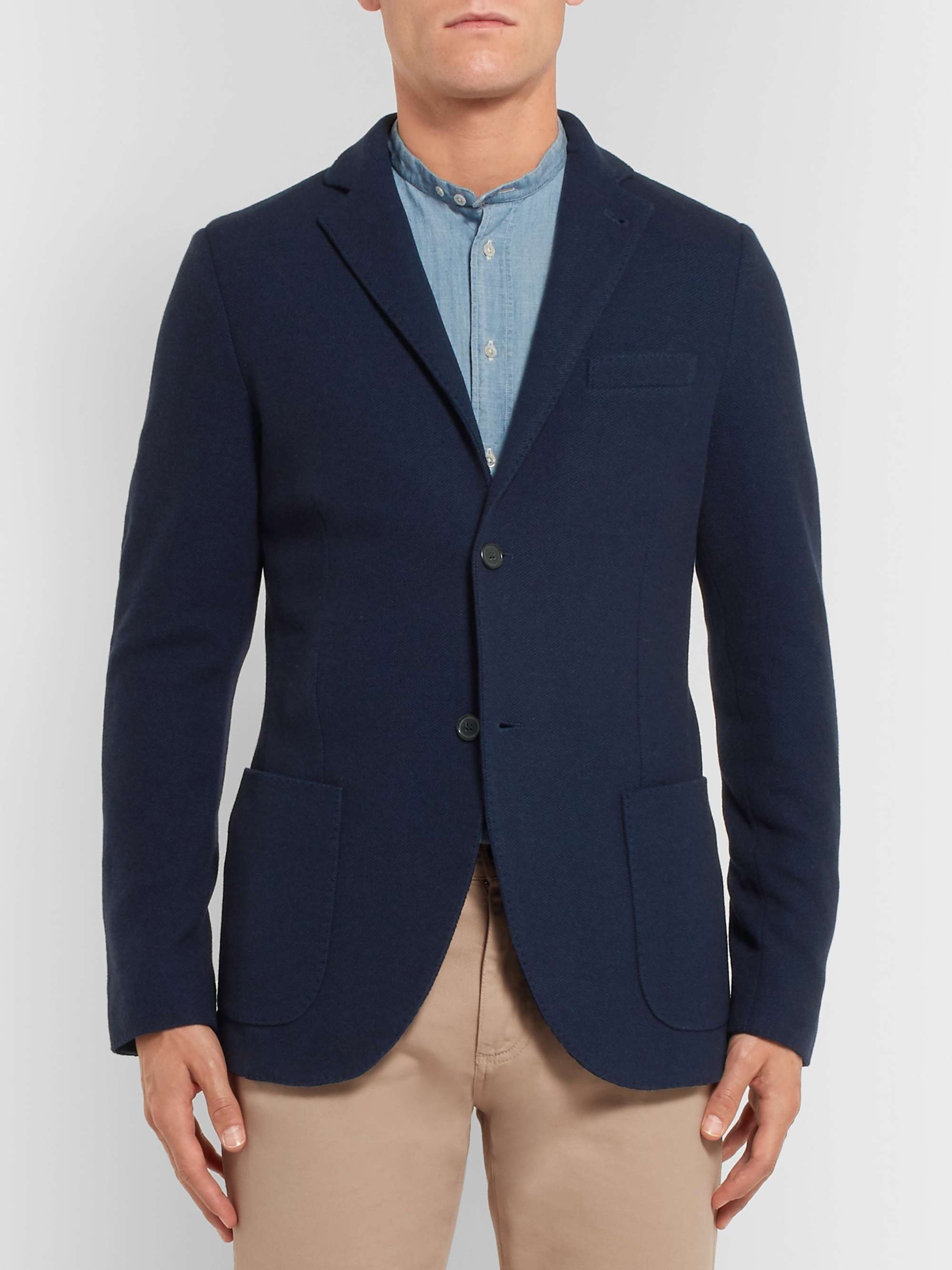 LORO PIANA Navy Slim-Fit Unstructured Cashmere and Virgin Wool-Blend Blazer