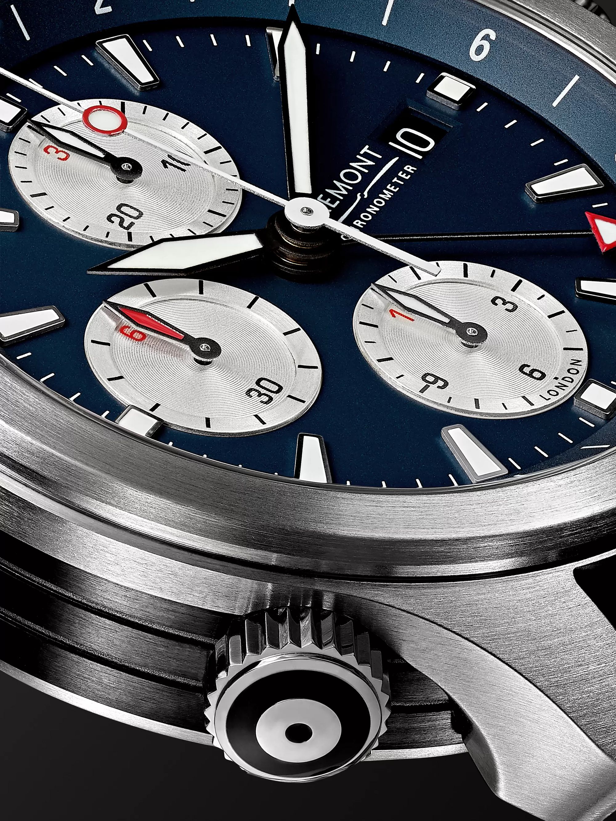 BREMONT Limited Edition Automatic GMT Chronograph 43mm Stainless Steel and Leather Watch, Ref. No. ALT1-ZT-BL-R-S