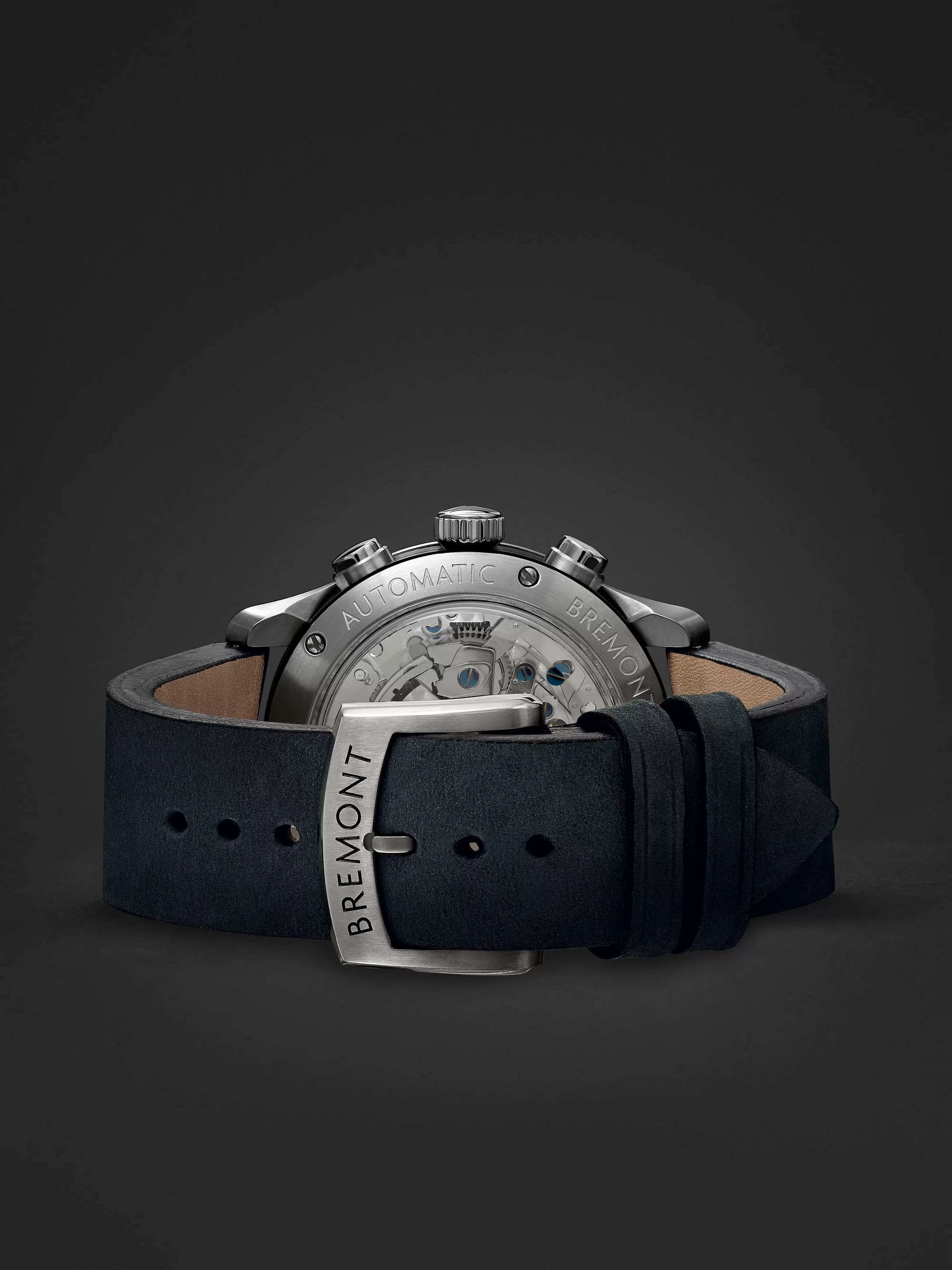 BREMONT Limited Edition Automatic GMT Chronograph 43mm Stainless Steel and Leather Watch, Ref. No. ALT1-ZT-BL-R-S