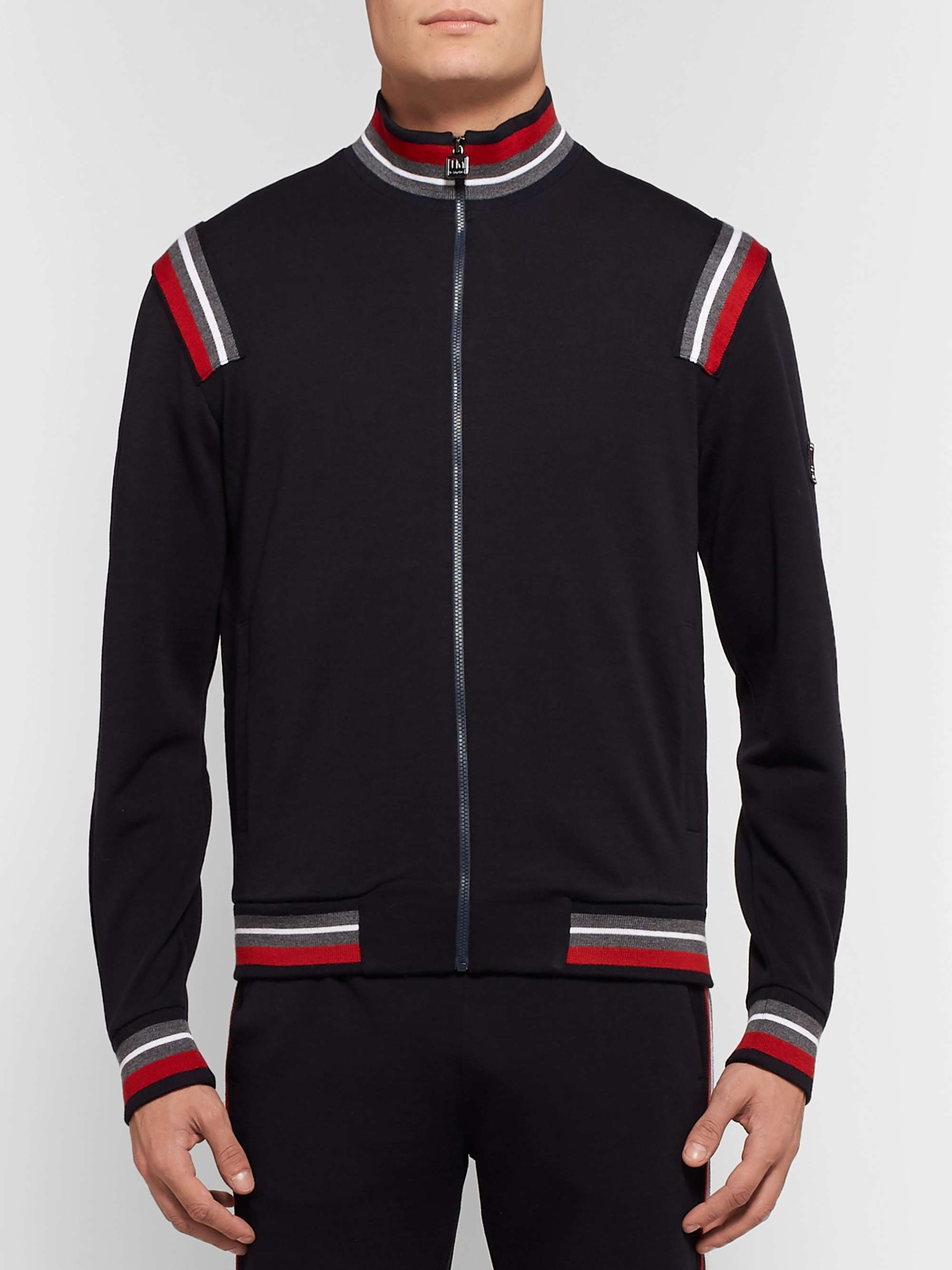 Z ZEGNA Stripe-Trimmed Loopback TECHMERINO Wool-Jersey Track Jacket