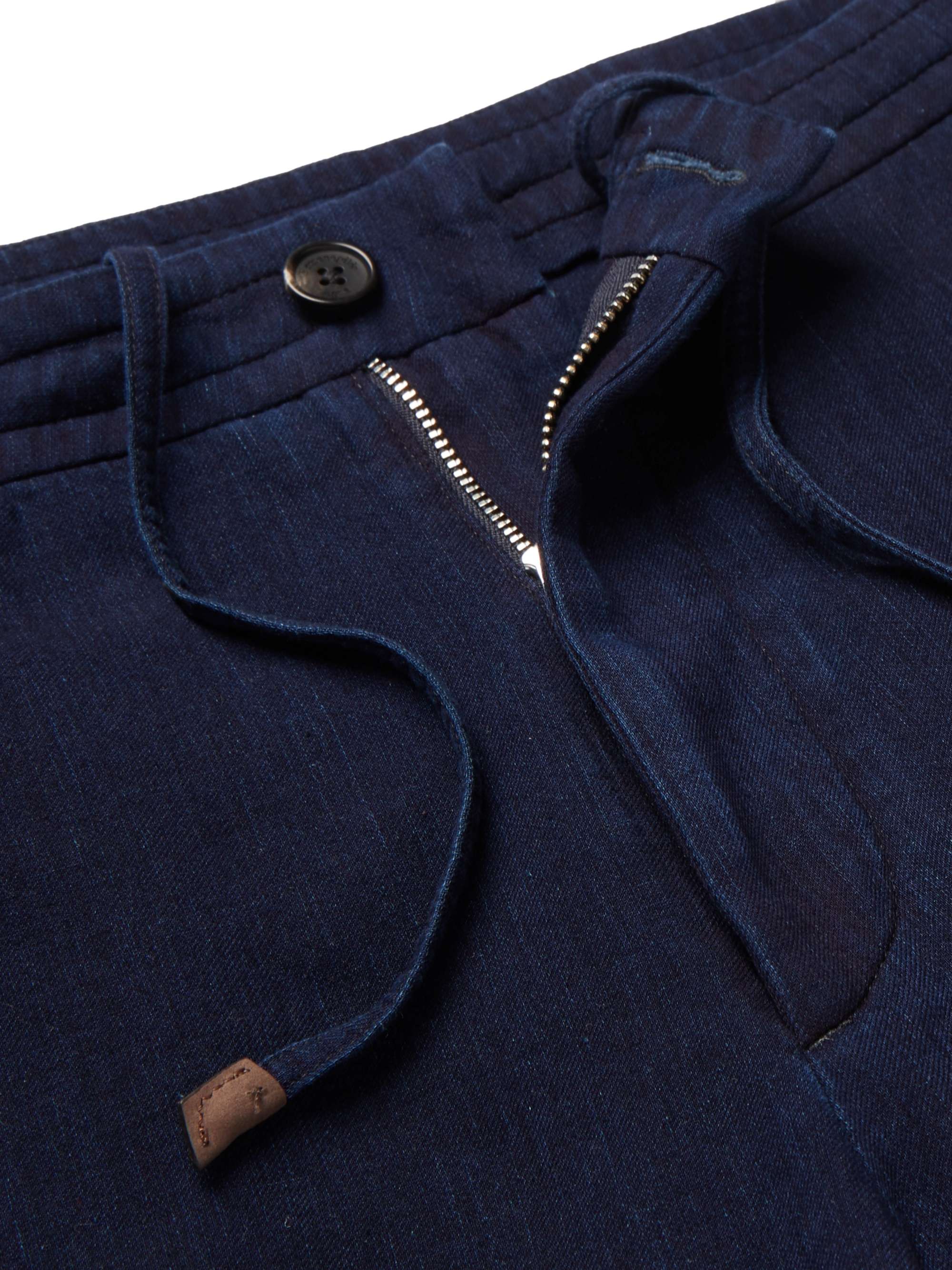 ZEGNA Indigo Tapered Garment-Dyed Cotton Drawstring Suit Trousers