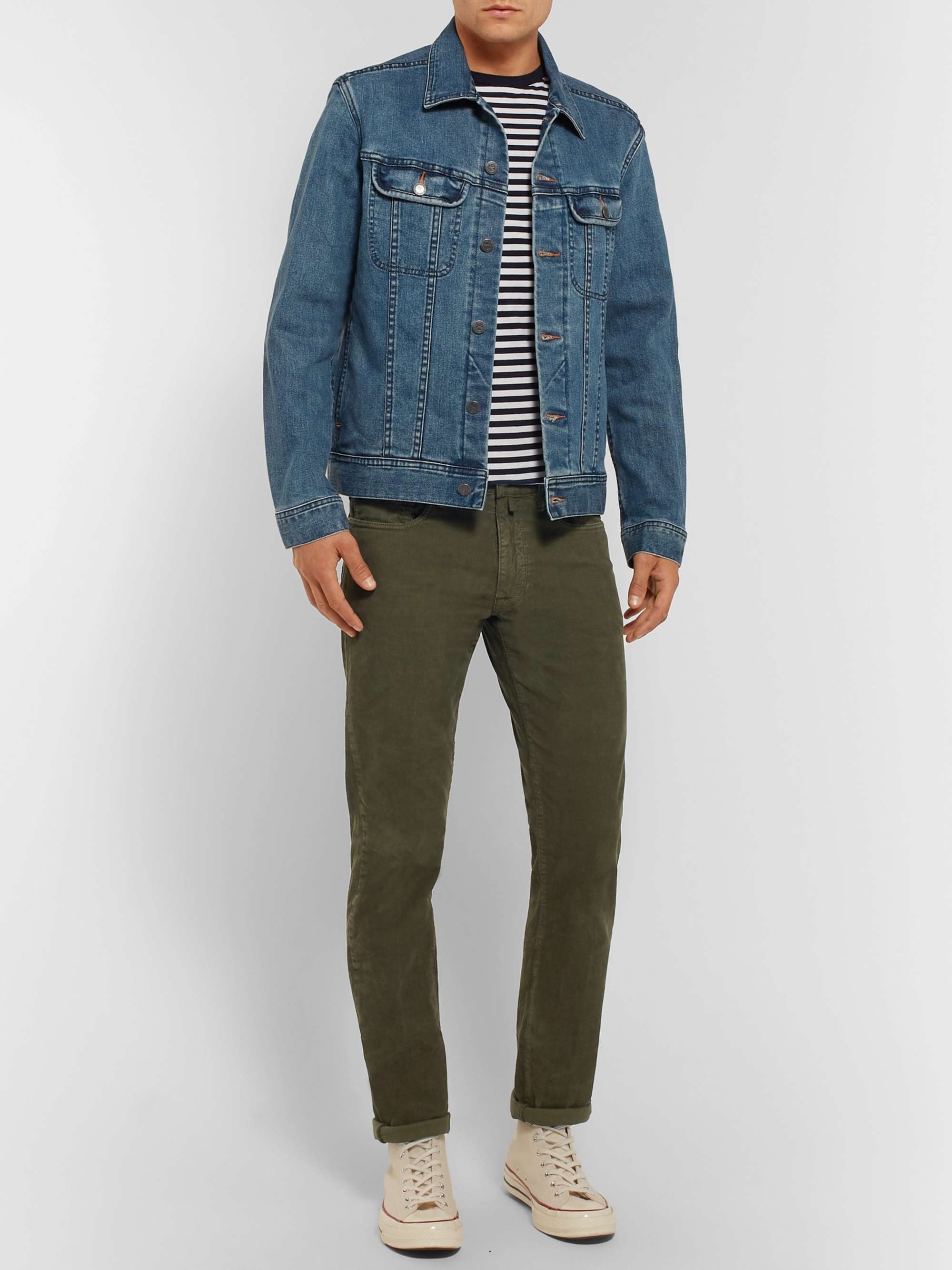 INCOTEX Slim-Fit Stretch-Cotton Corduroy Trousers