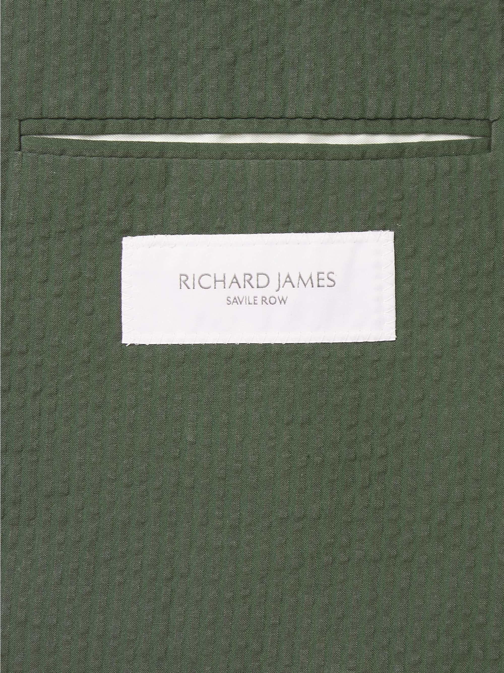 RICHARD JAMES Forest-Green Unstructured Cotton-Seersucker Blazer