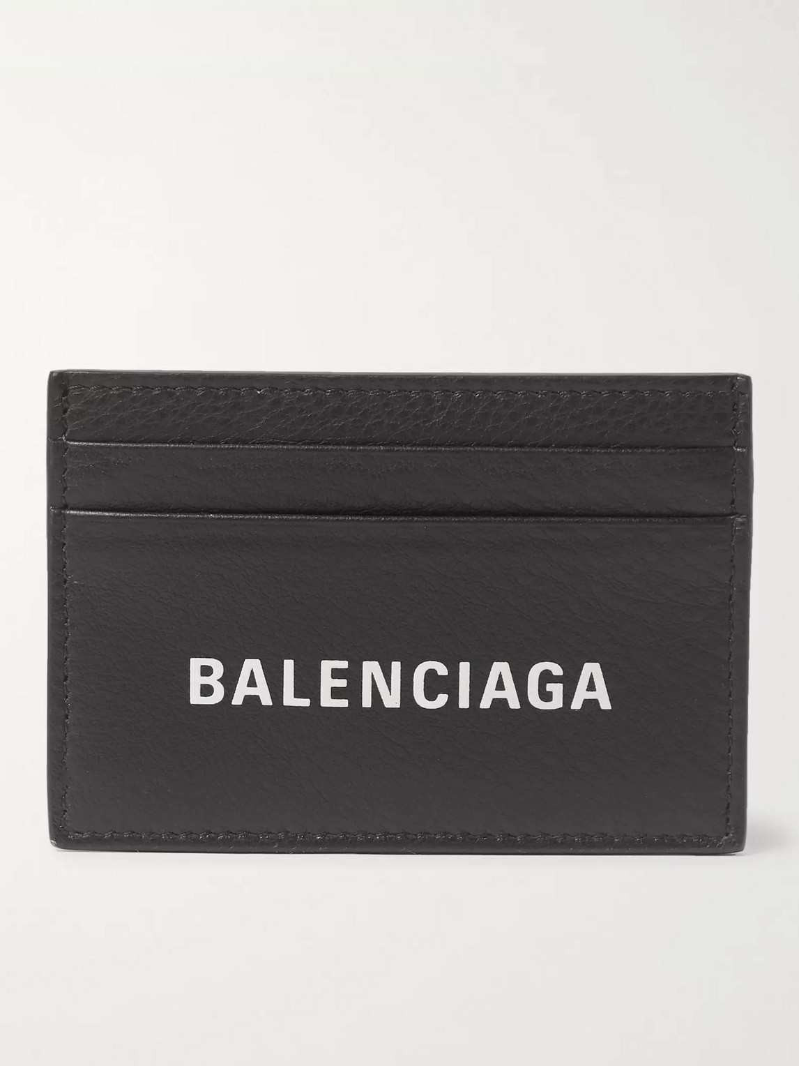 Balenciaga Logo-print Full-grain Leather Cardholder In Black