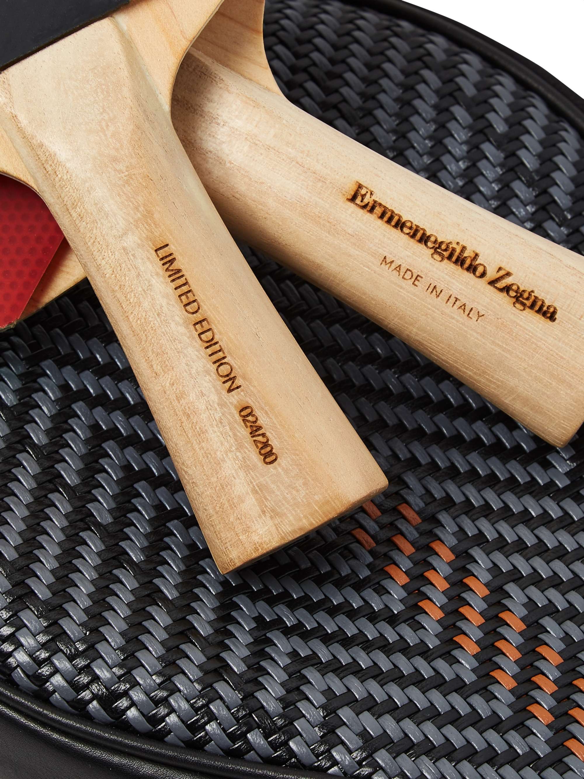 ZEGNA PelleTessuta Leather Table Tennis Set