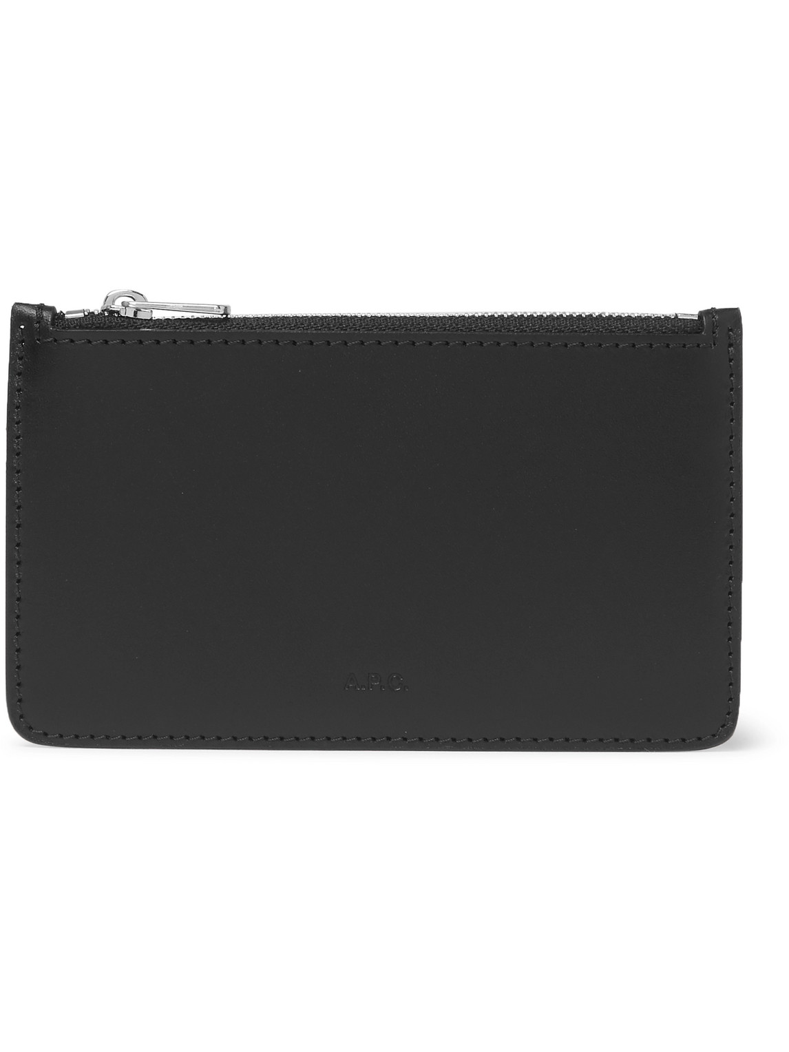 A.p.c. Walter Leather Zipped Cardholder In Black