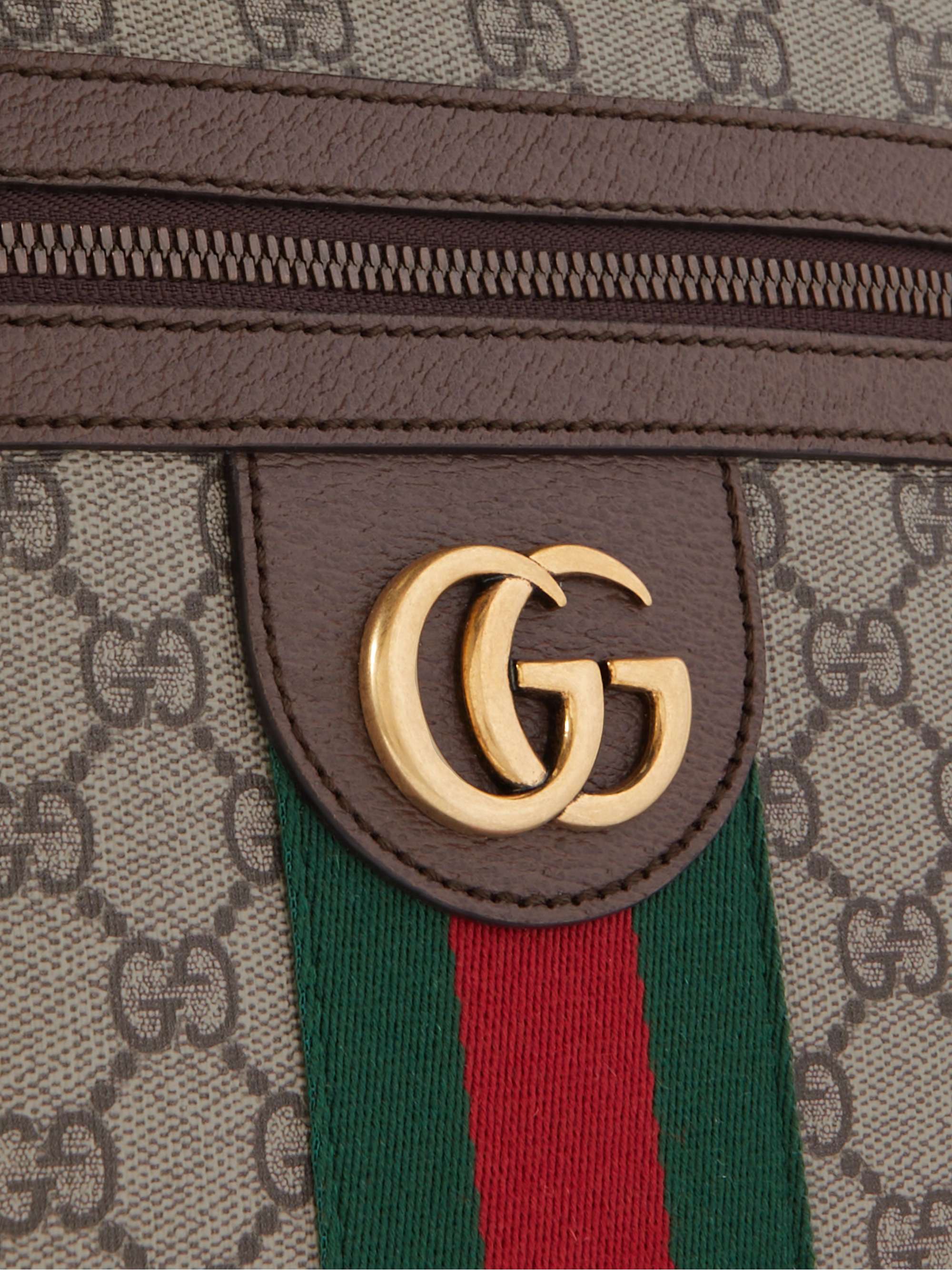 GUCCI Ophidia Leather-Trimmed Monogrammed Coated-Canvas Messenger Bag