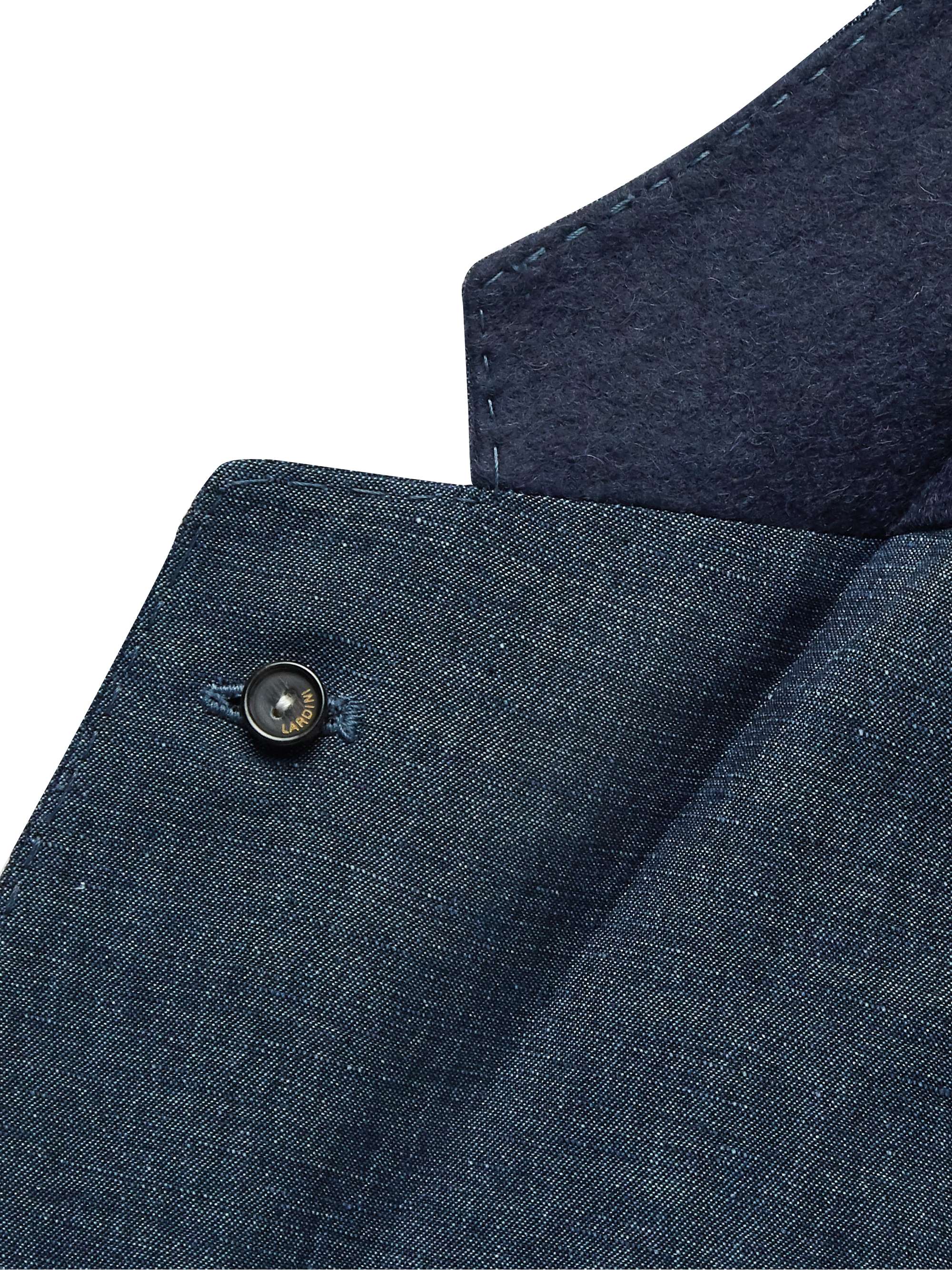 LARDINI Navy Mélange Linen and Tencel-Blend Blazer