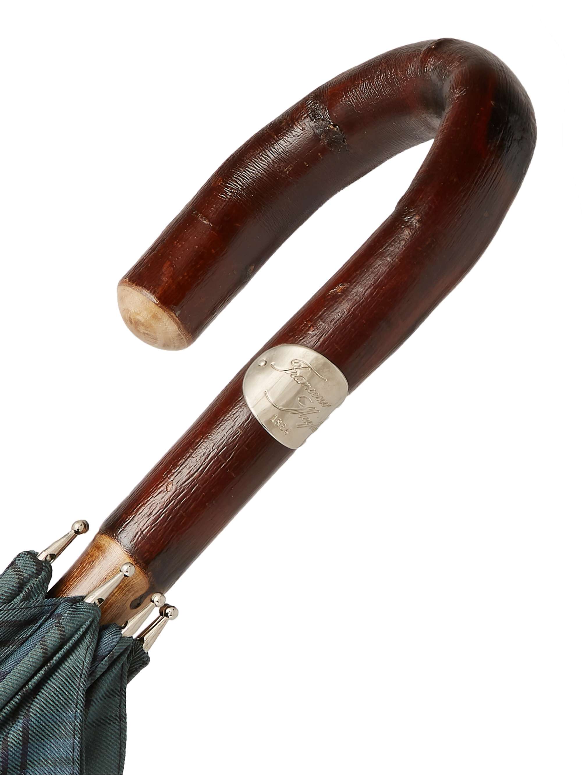 FRANCESCO MAGLIA Checked Wood-Handle Umbrella