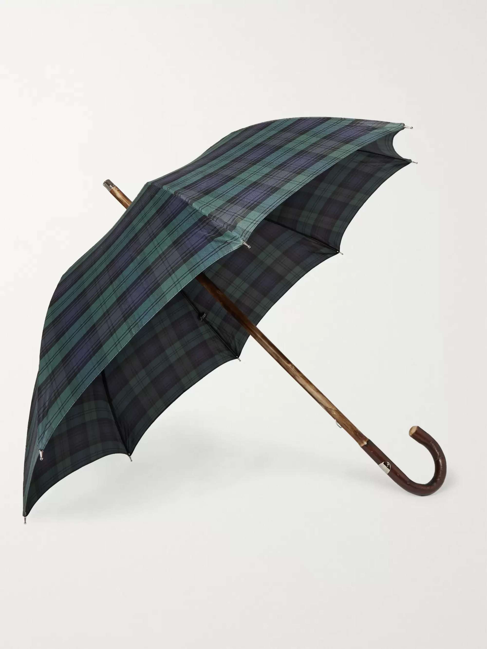 FRANCESCO MAGLIA Checked Wood-Handle Umbrella