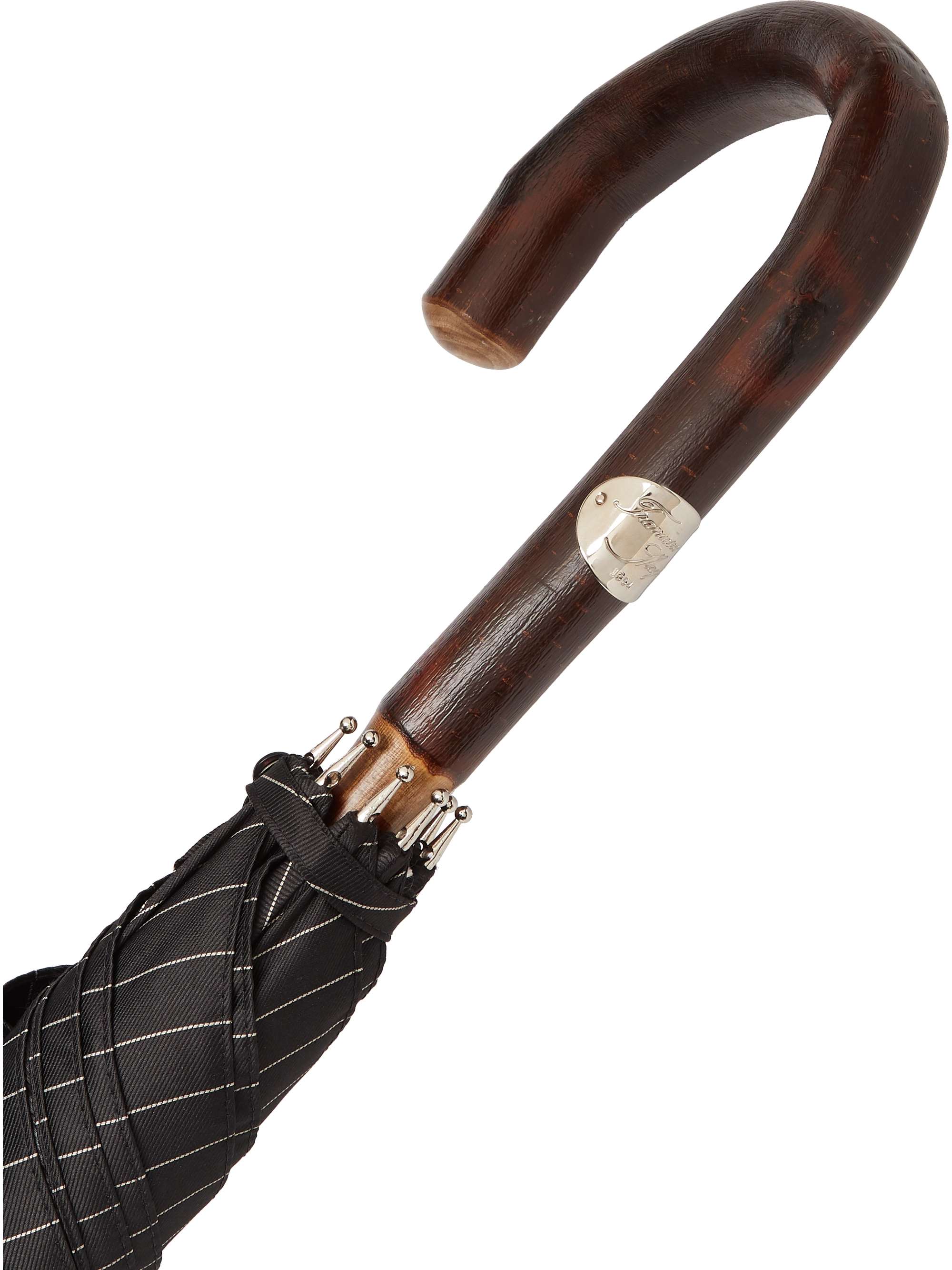 FRANCESCO MAGLIA Pinstriped Chestnut Wood-Handle Umbrella