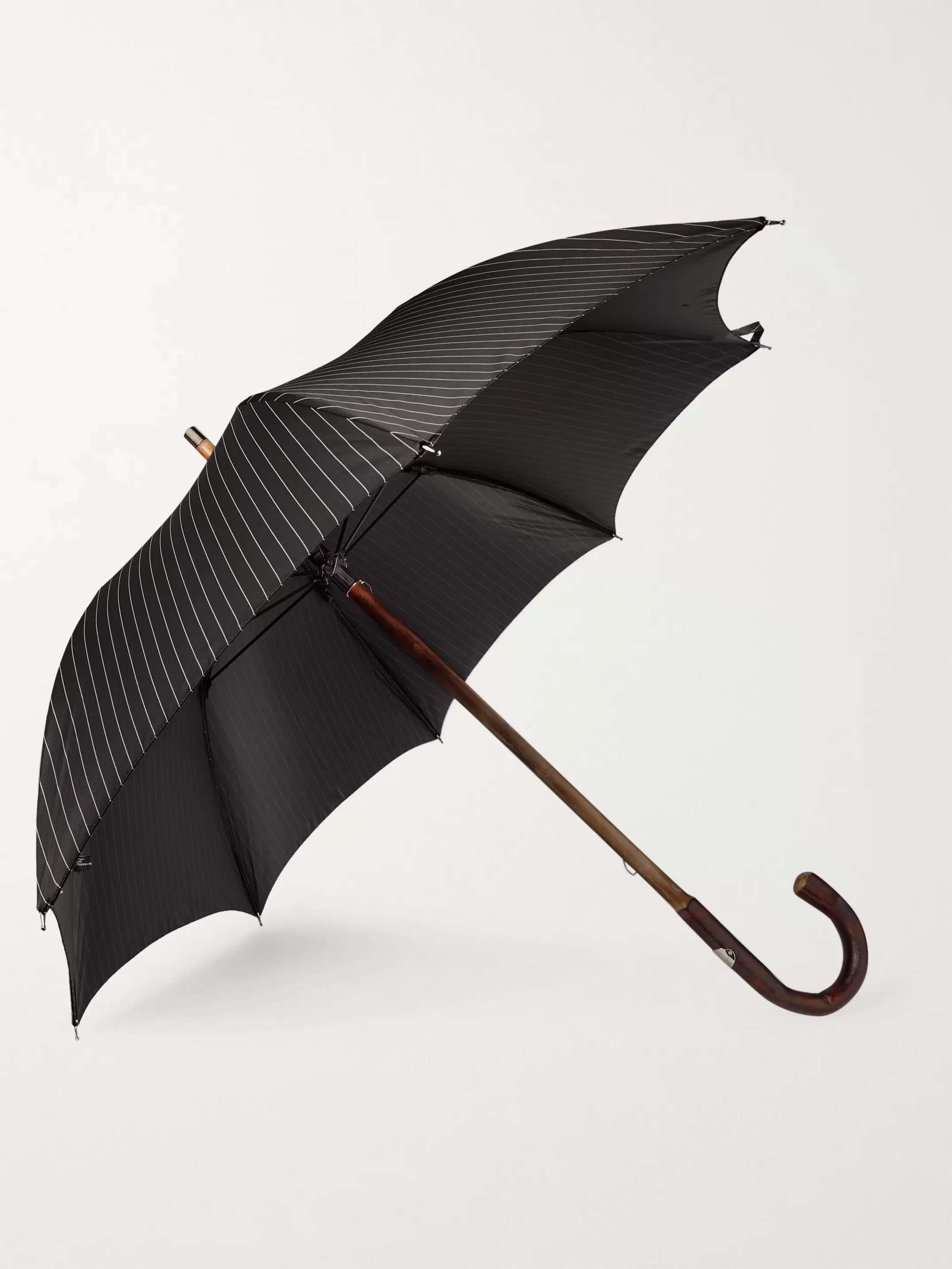 FRANCESCO MAGLIA Pinstriped Chestnut Wood-Handle Umbrella