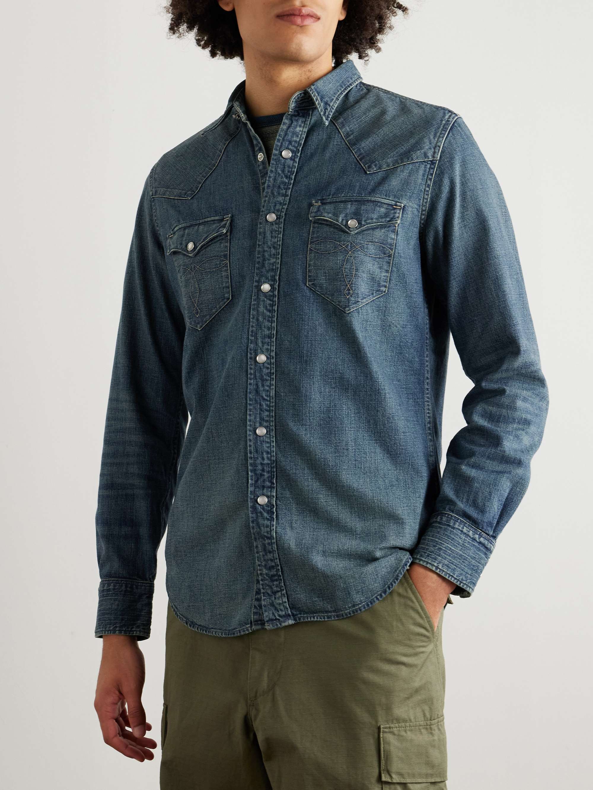 RRL Slim-Fit Denim Western Shirt