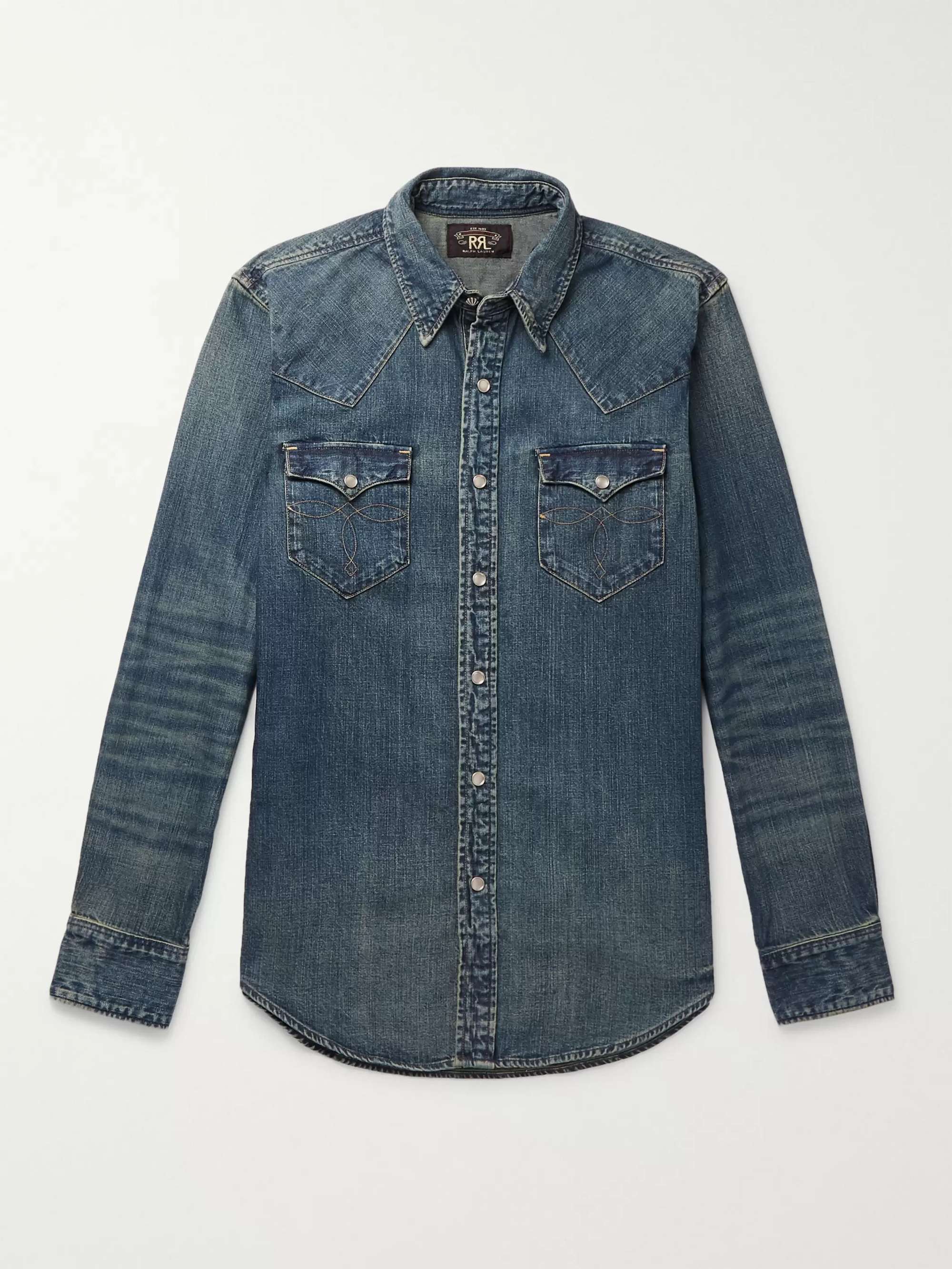 RRL Slim-Fit Denim Western Shirt for Men