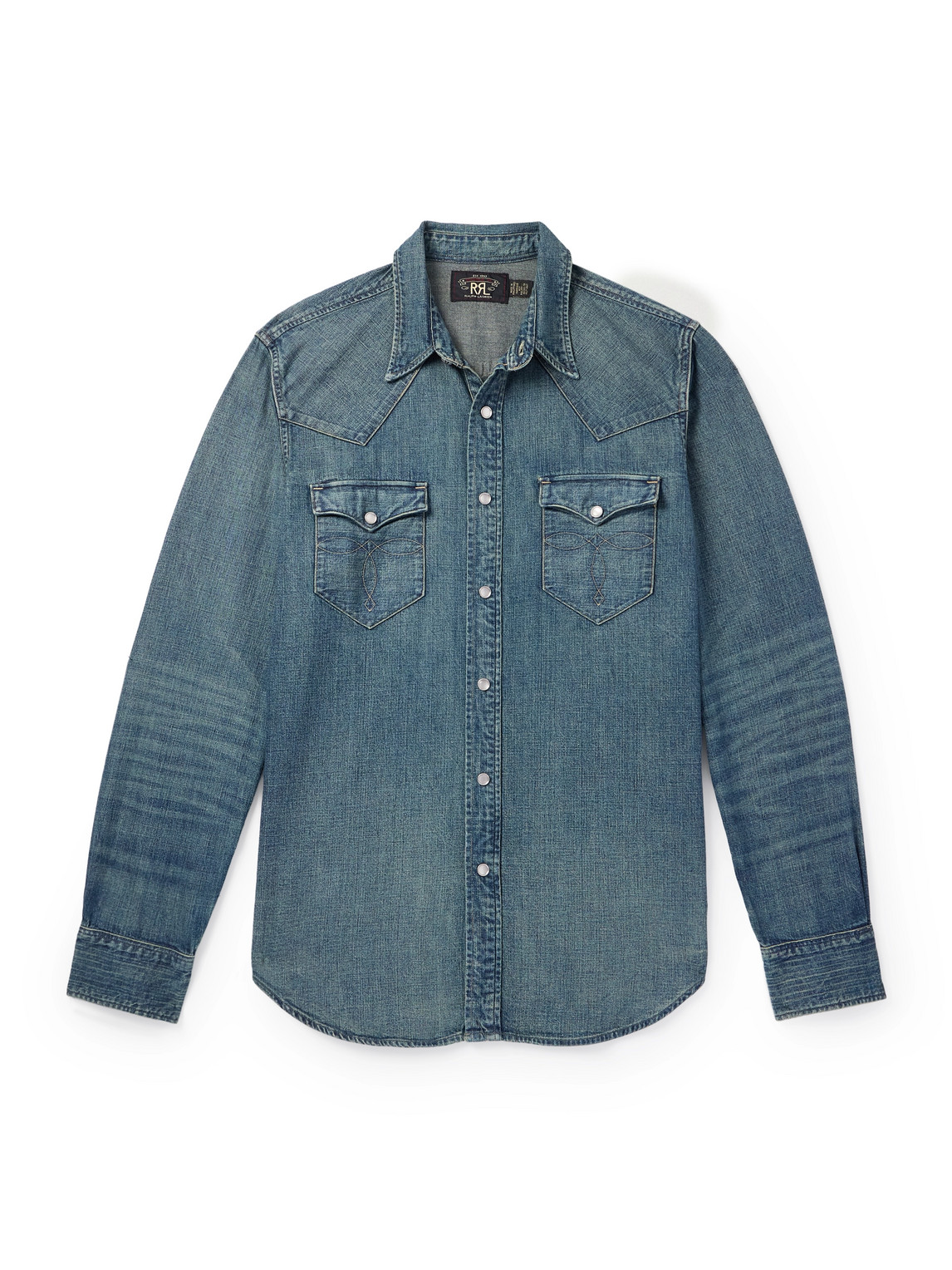 Shop Rrl Slim-fit Denim Western Shirt In Blue