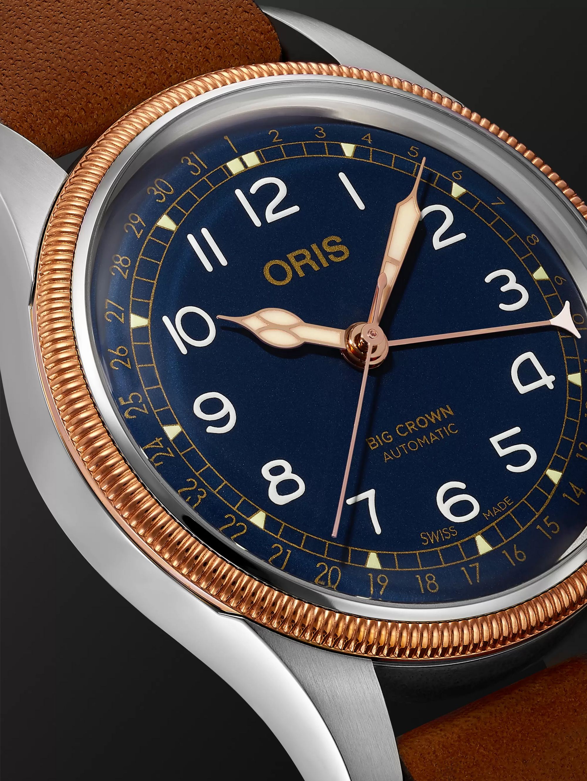 ORIS Big Crown Pointer Date Automatic 40mm Stainless Steel, Bronze and Leather Watch, Ref. No. 01 754 7741 4365-07 5 20 58