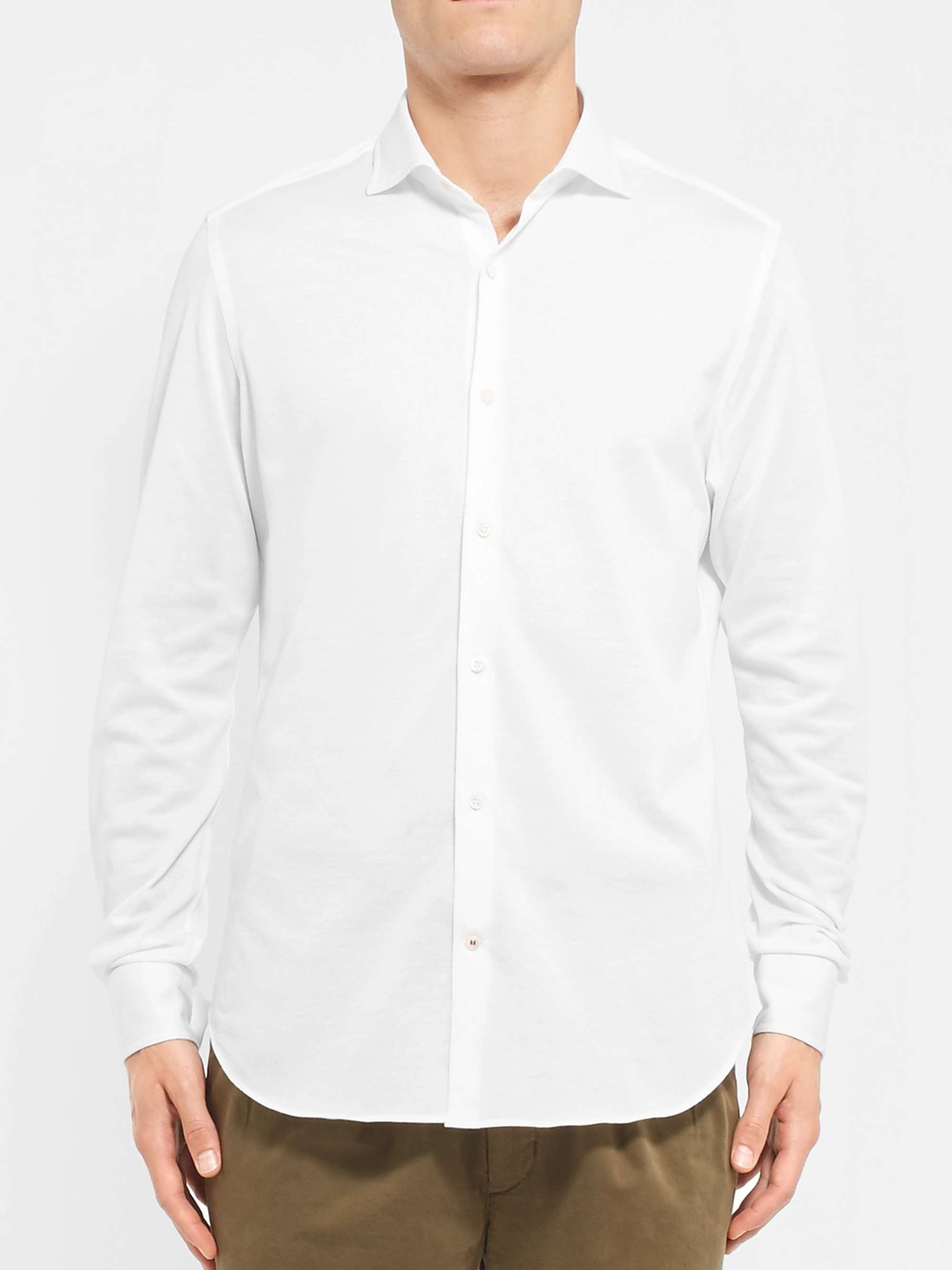 LORO PIANA Andrew Slim-Fit Cutaway-Collar Cotton-Piqué Shirt