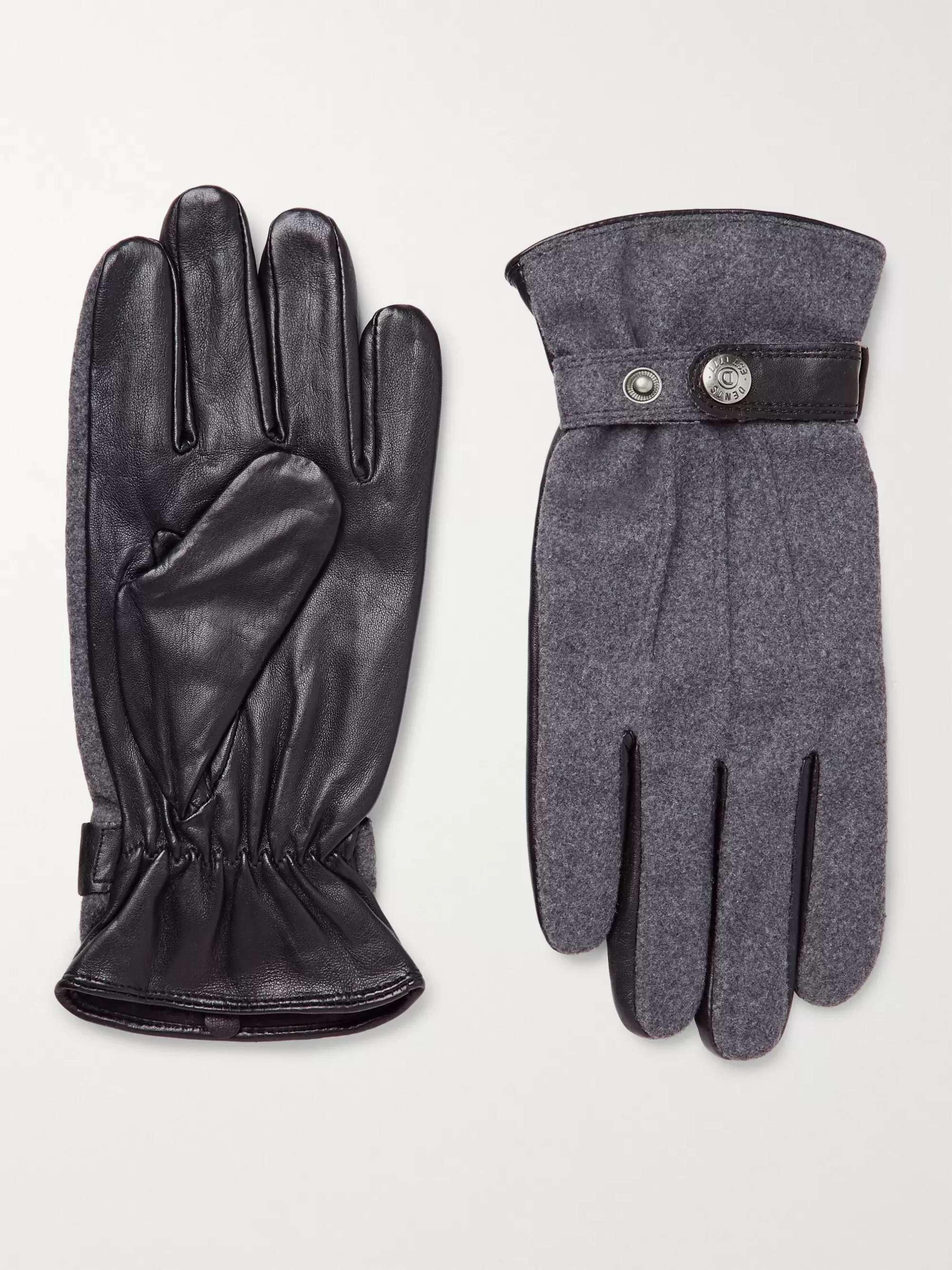 DENTS Guildford Mélange Flannel and Leather Gloves