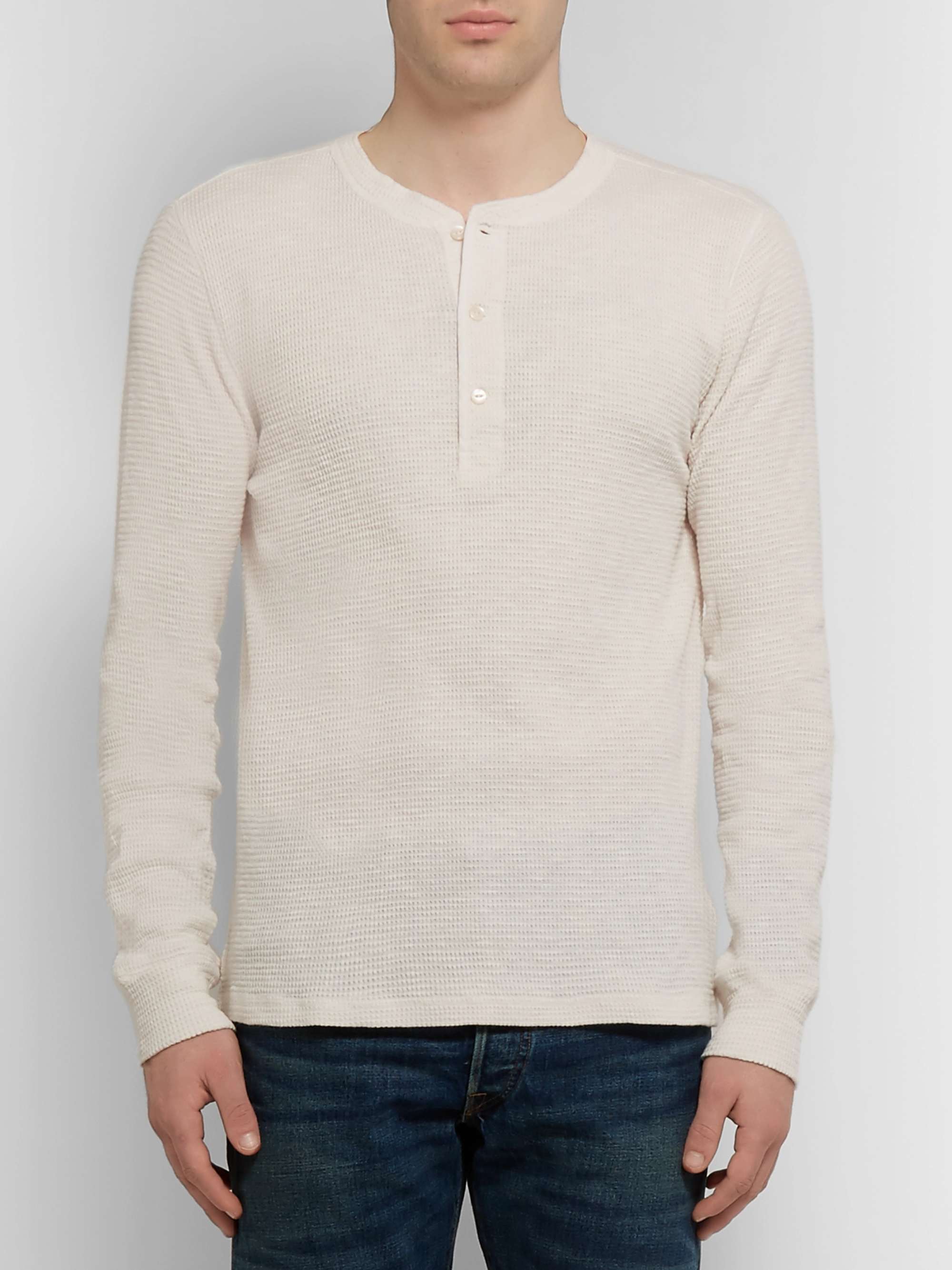 RRL WaffleKnit Cotton Henley TShirt for Men MR PORTER